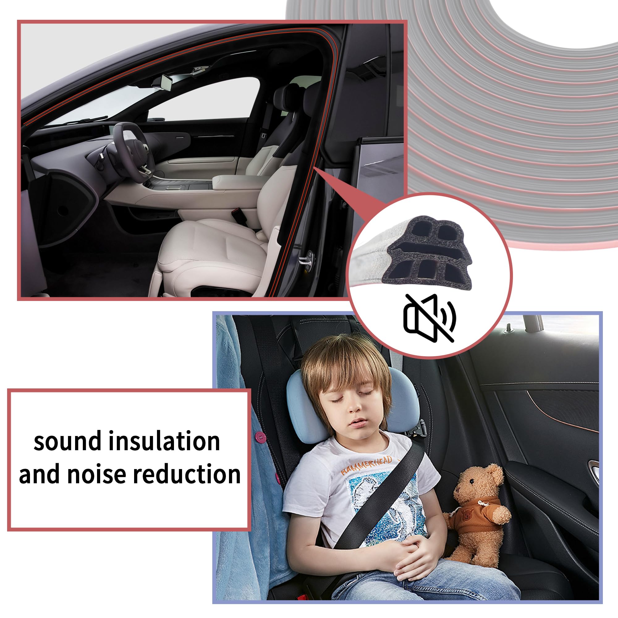 SSNNUU Car Door Rubber Seal Strip, 32.8Ft Weather Stripping, Upgrade 3 Layer Sound-Proofing, Universal Rubber for Door, Trunk, Hood