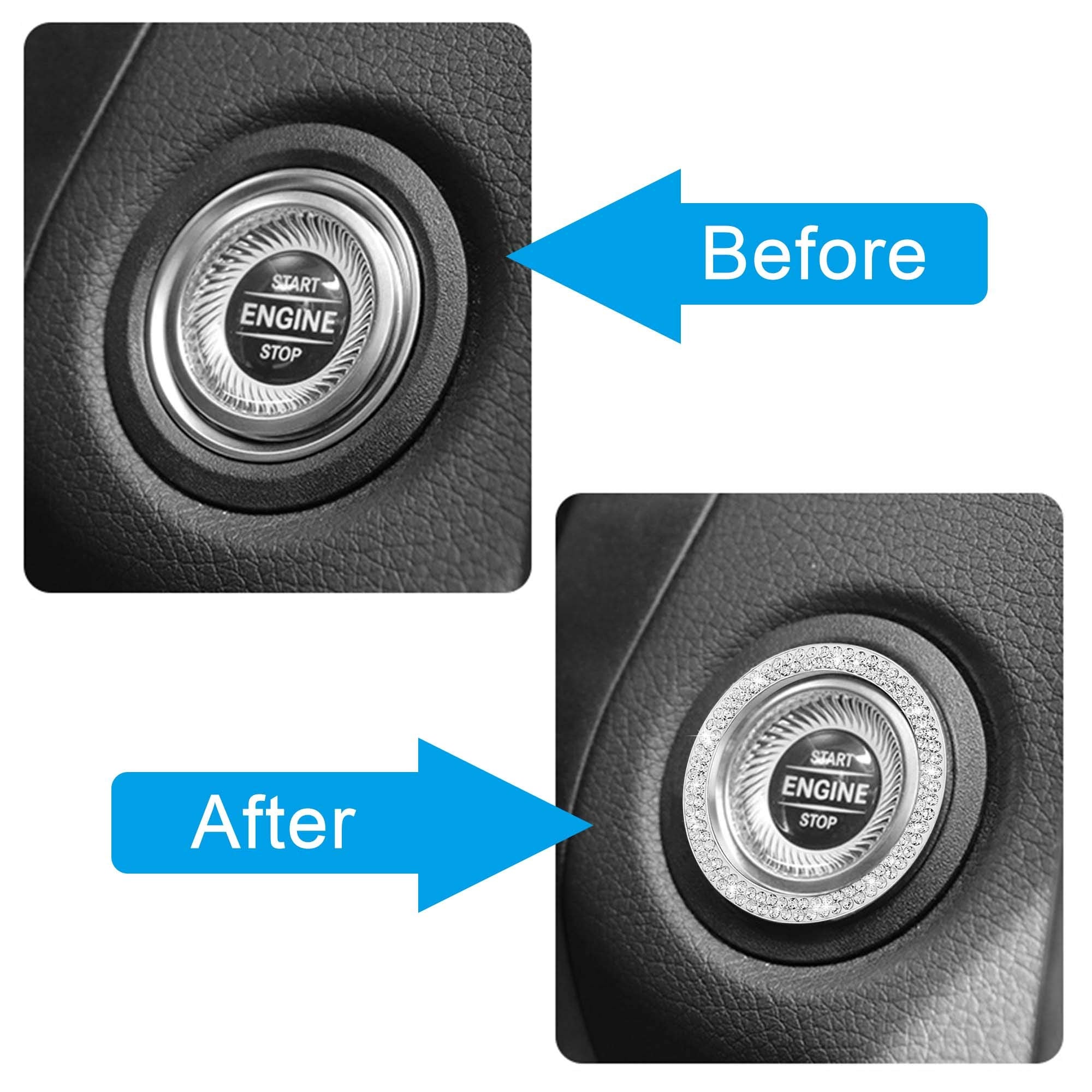Winka Interior Accessories For Car Engine Ignition Button Key Switch Knobs Car Decoration 2Pcs White