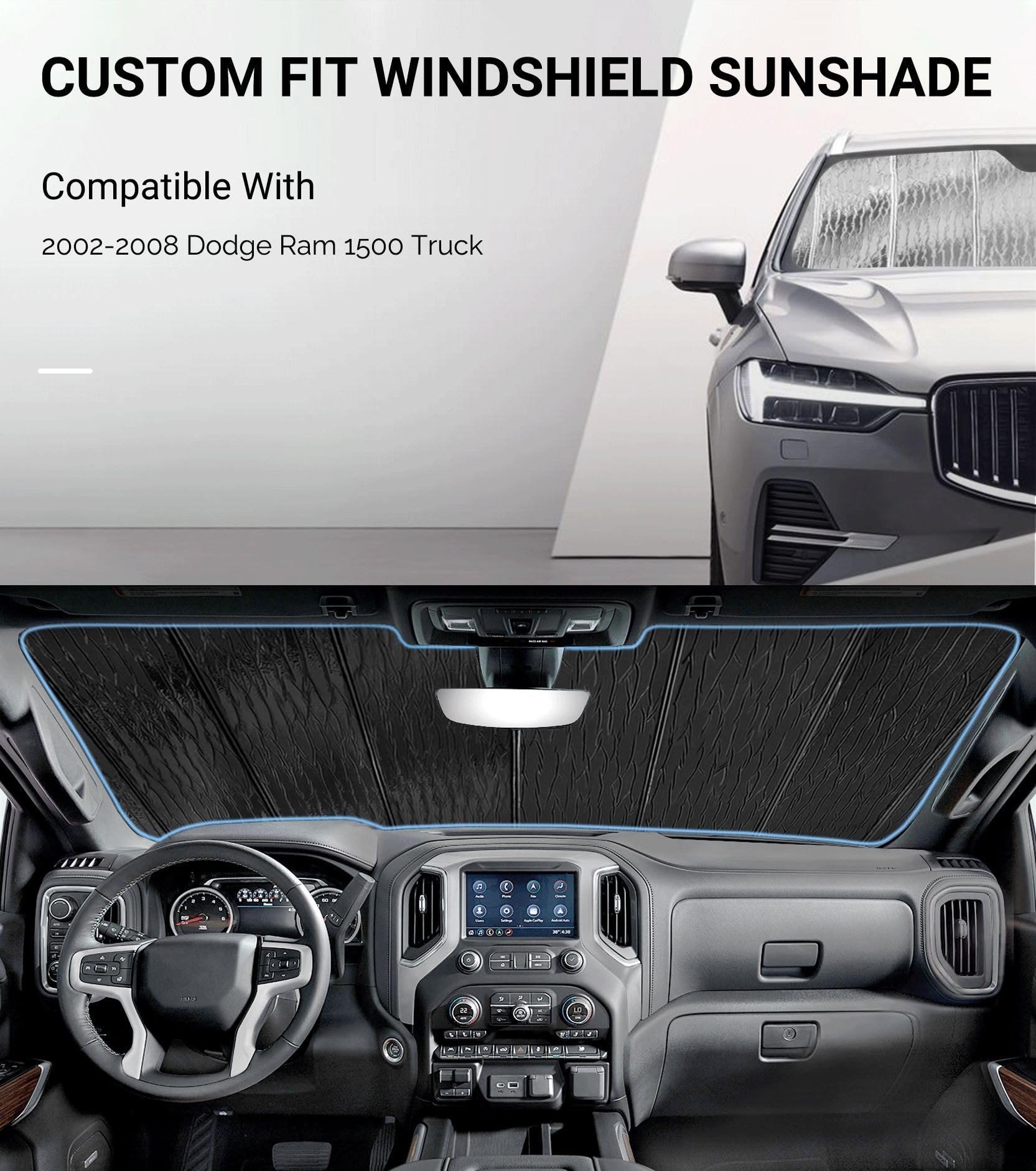 Pigenius Windshield Sun Shade For Dodge Ram 1500 2002-2008 Front Window Sunshade - Astraguard
