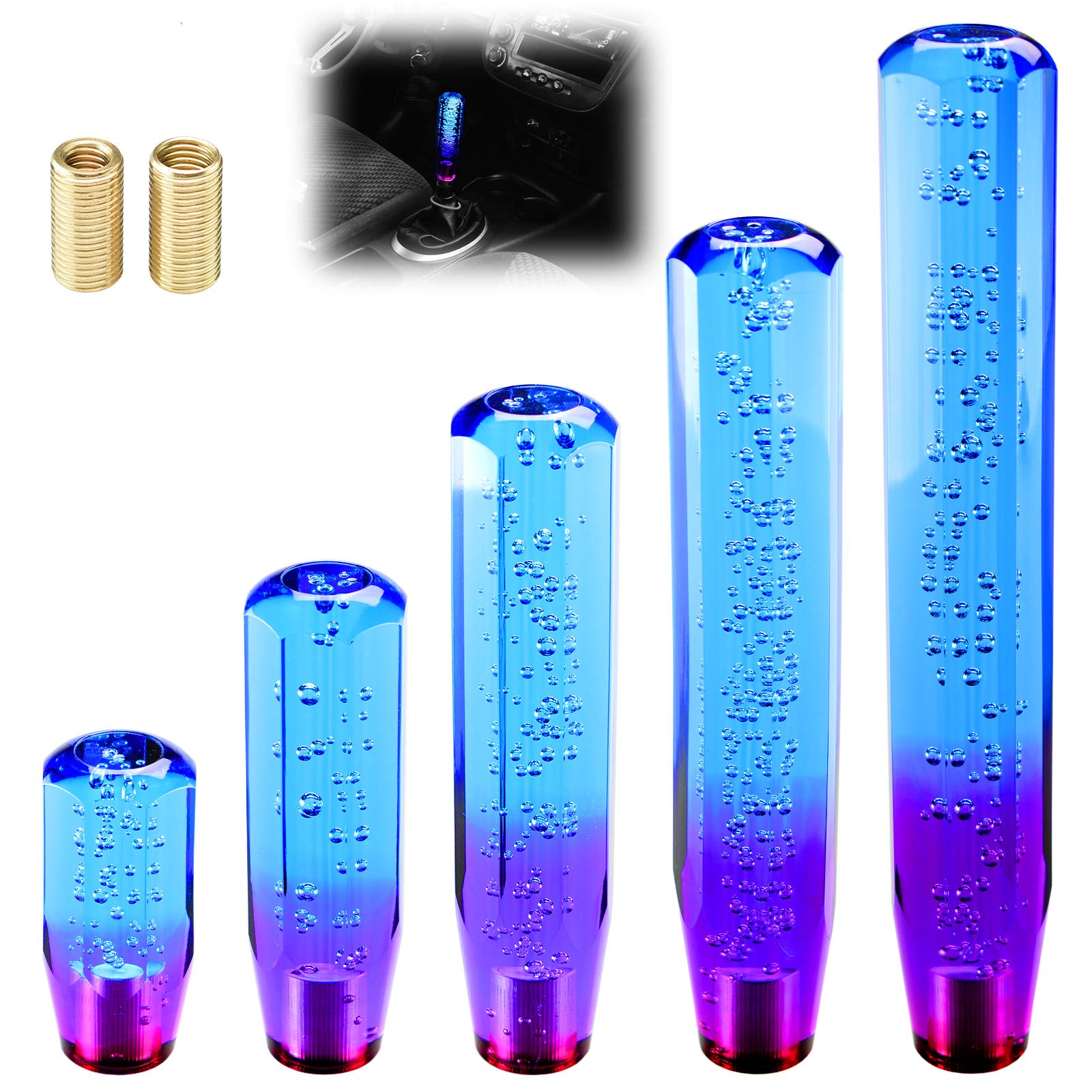 EZAUTO WRAP Shift Knob Stick Crystal Transparent Bubble Purple Blue Throw Gear Shifter 10cm