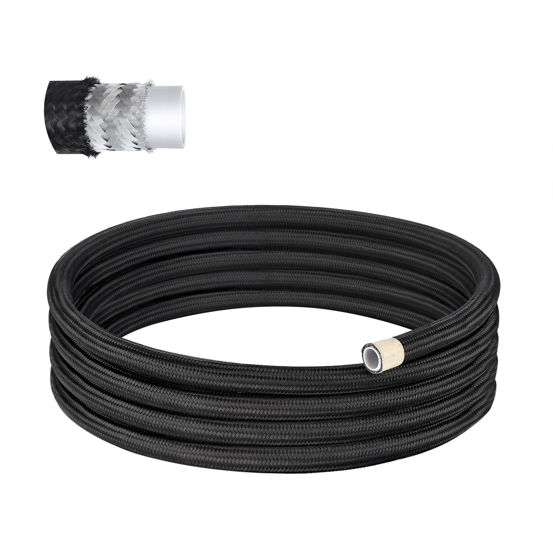 Evil Energy 8An Ptfe Fuel Hose Line, An8 Fuel Line E85 Nylon Braided 10Ft Black