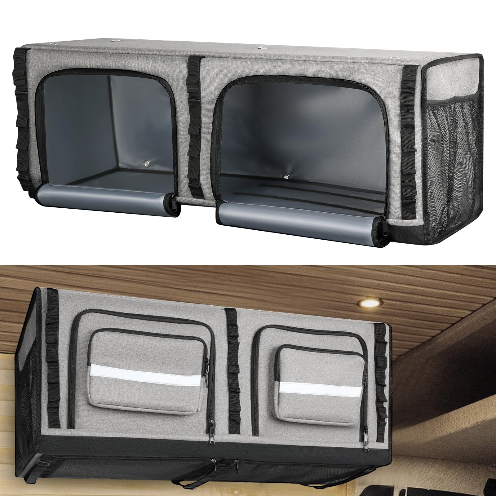 SKYJDM 36 RV Overhead Soft-Sided Storage Cabinet, RV Organizer Storage Cabinet Compatible with Mercedes-Benz Sprinter, Ford Tran