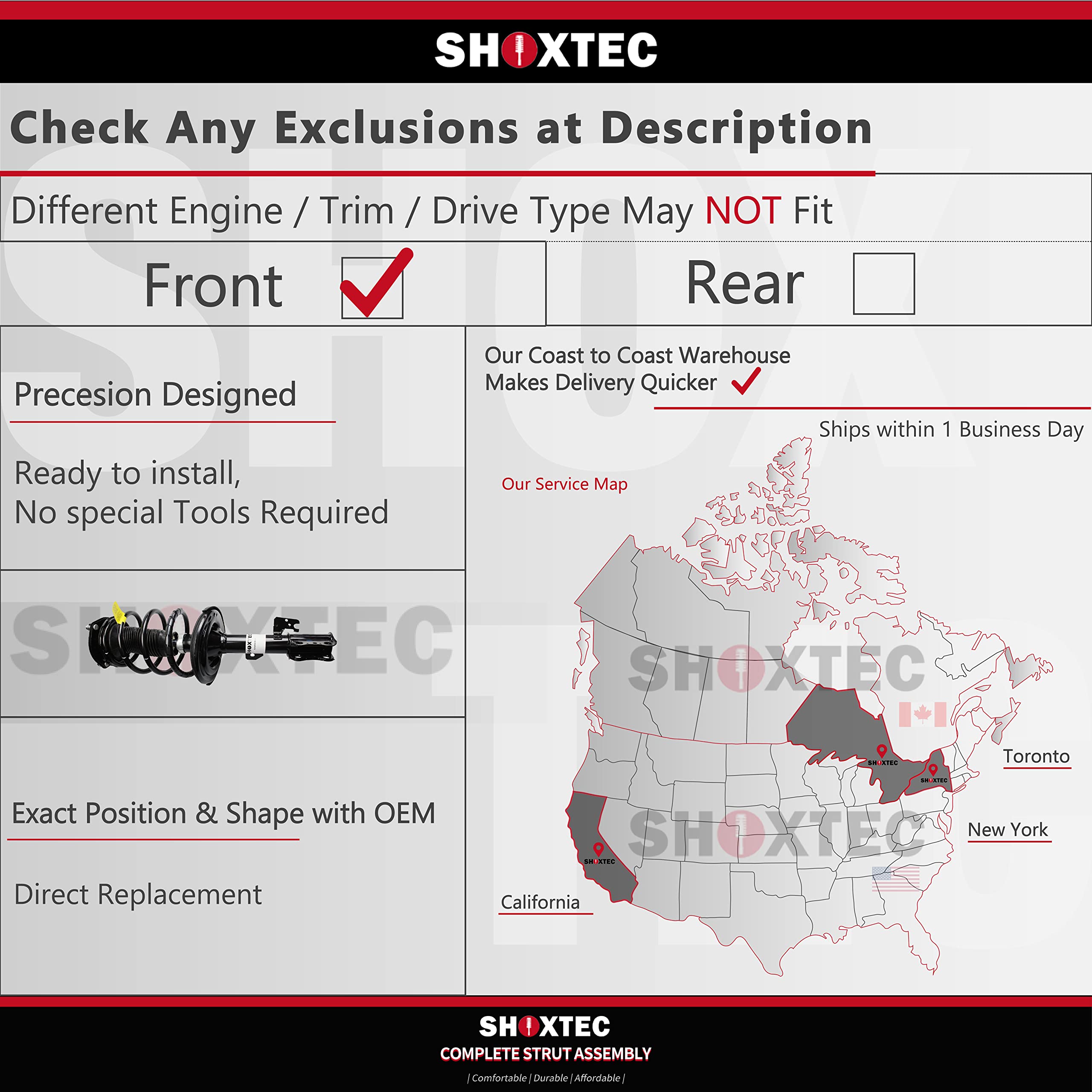 Shoxtec Front Pair Complete Struts Assembly Replacement For 2014 Ford F150 Coil Spring Assembly Shock Absorber Repl. Part No. 172652Lr