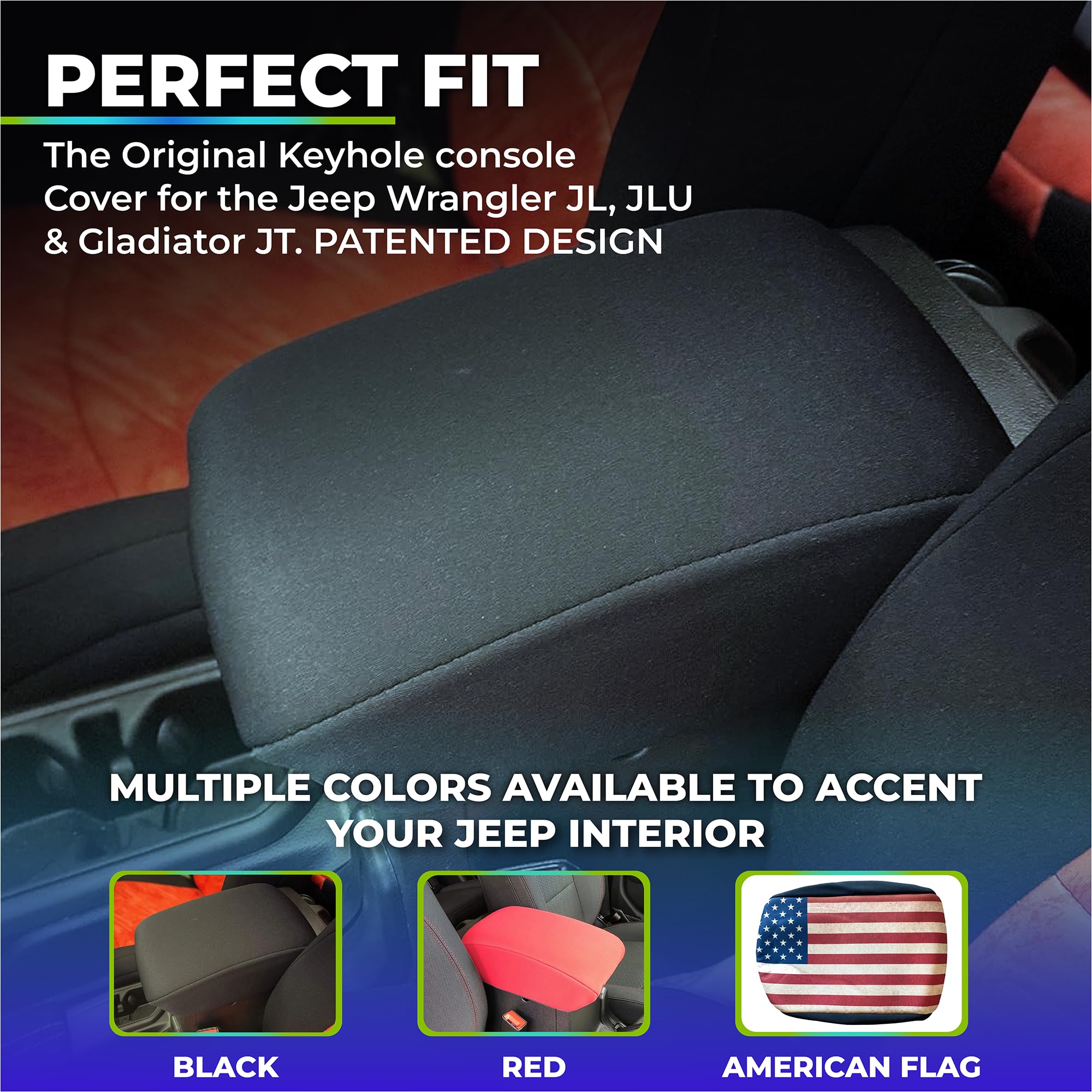 Koverz Neoprene Console Cover Armrest Pad With Keyhole Compatible With Jeep Wrangler Jl Jlu Gladiator Jt Sahara Sport Rubicon Un