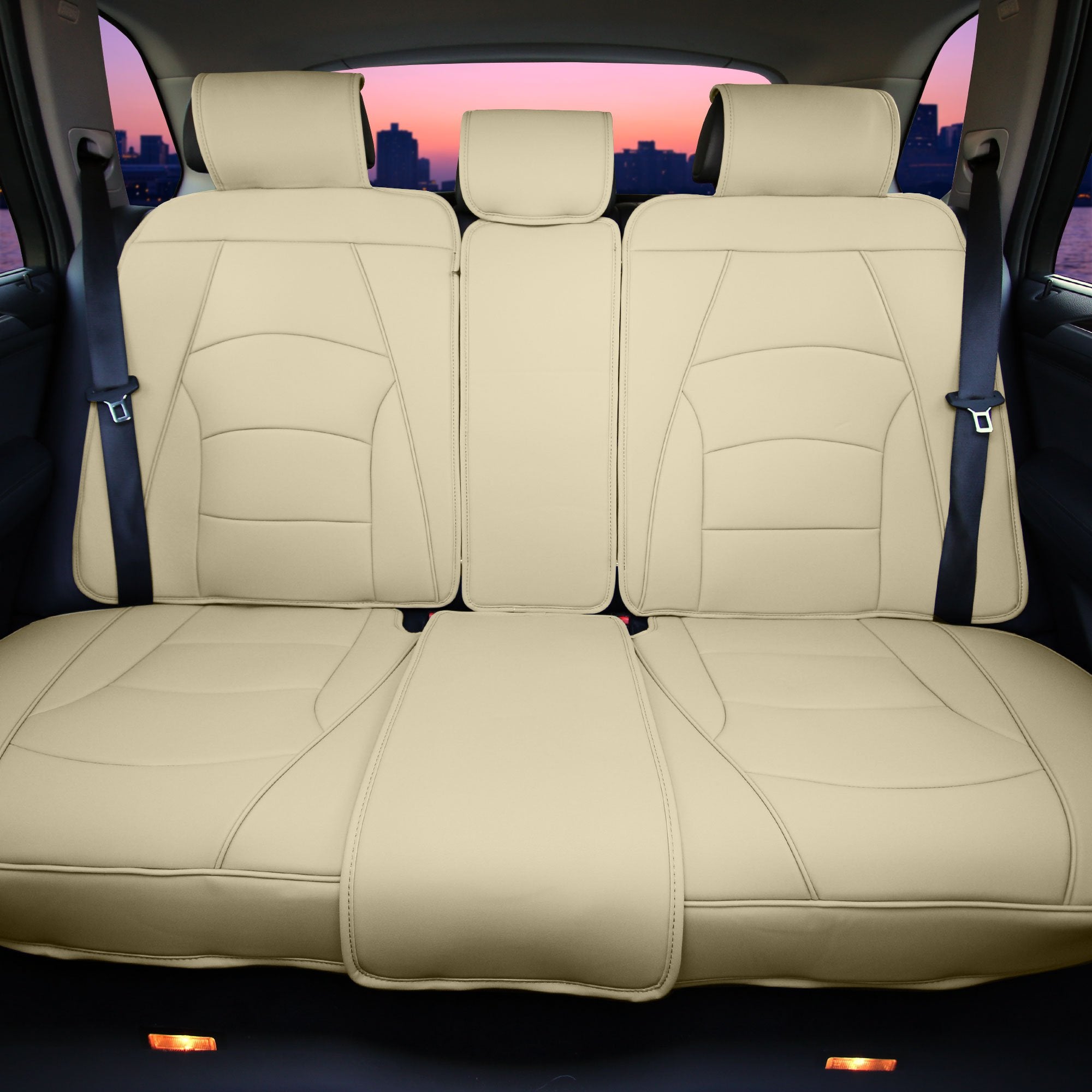 Fh Group Ultra Comfort Highest Grade Faux Leather Full Set Cushion Pads Car Seat Covers For Front And Rear- Fit Most Car, Truck,