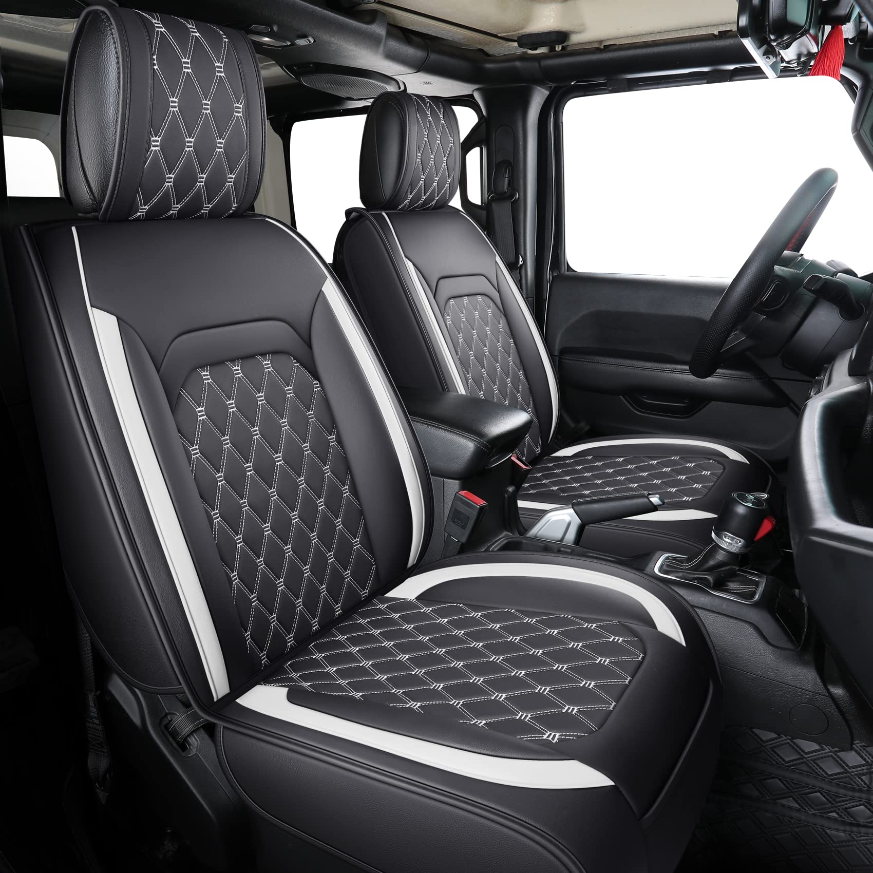 Aierxuan Wrangler JK JL Front Seat Covers Custom Fit 2/4 Door 2007-2025 Unlimited Rubicon 392 Sahara Willys Sport High Altitude