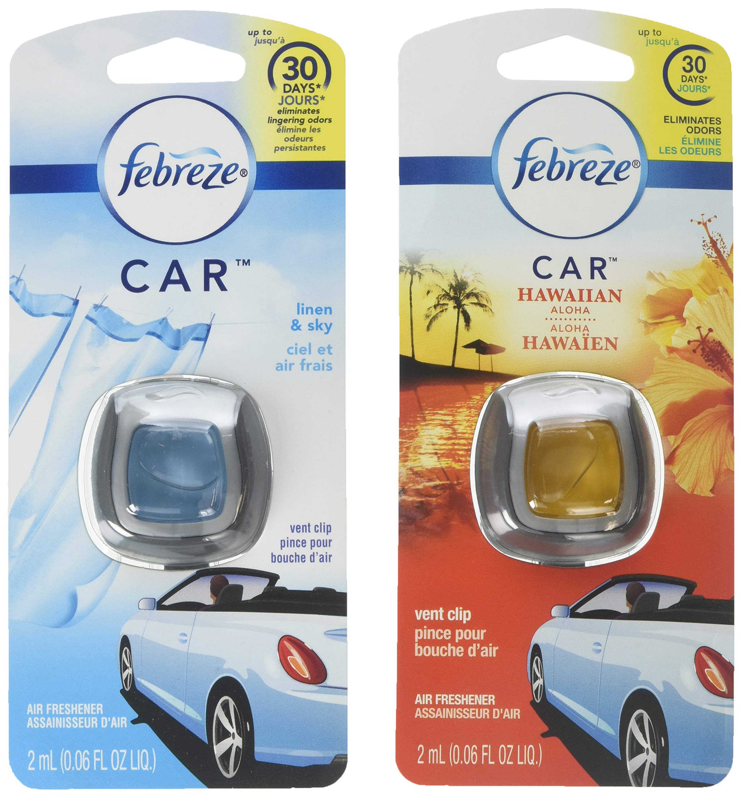 Febreze Car Vent Clip Air Freshener, Hawaiian Aloha 4 Pack