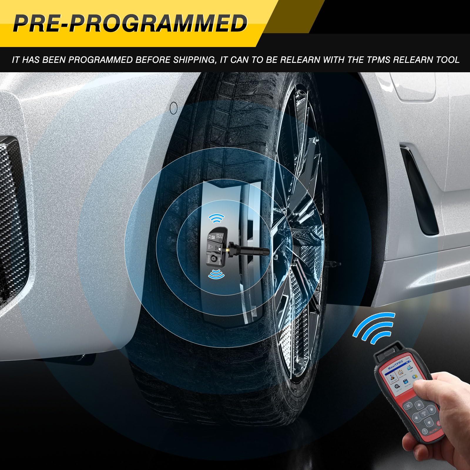 GEARMEISTER TPMS Sensors, 433 MHZ Tire Pressure Monitor System Replacment Sensor for 2020-2024 Chevy Silverado GMC Sierra Cadill
