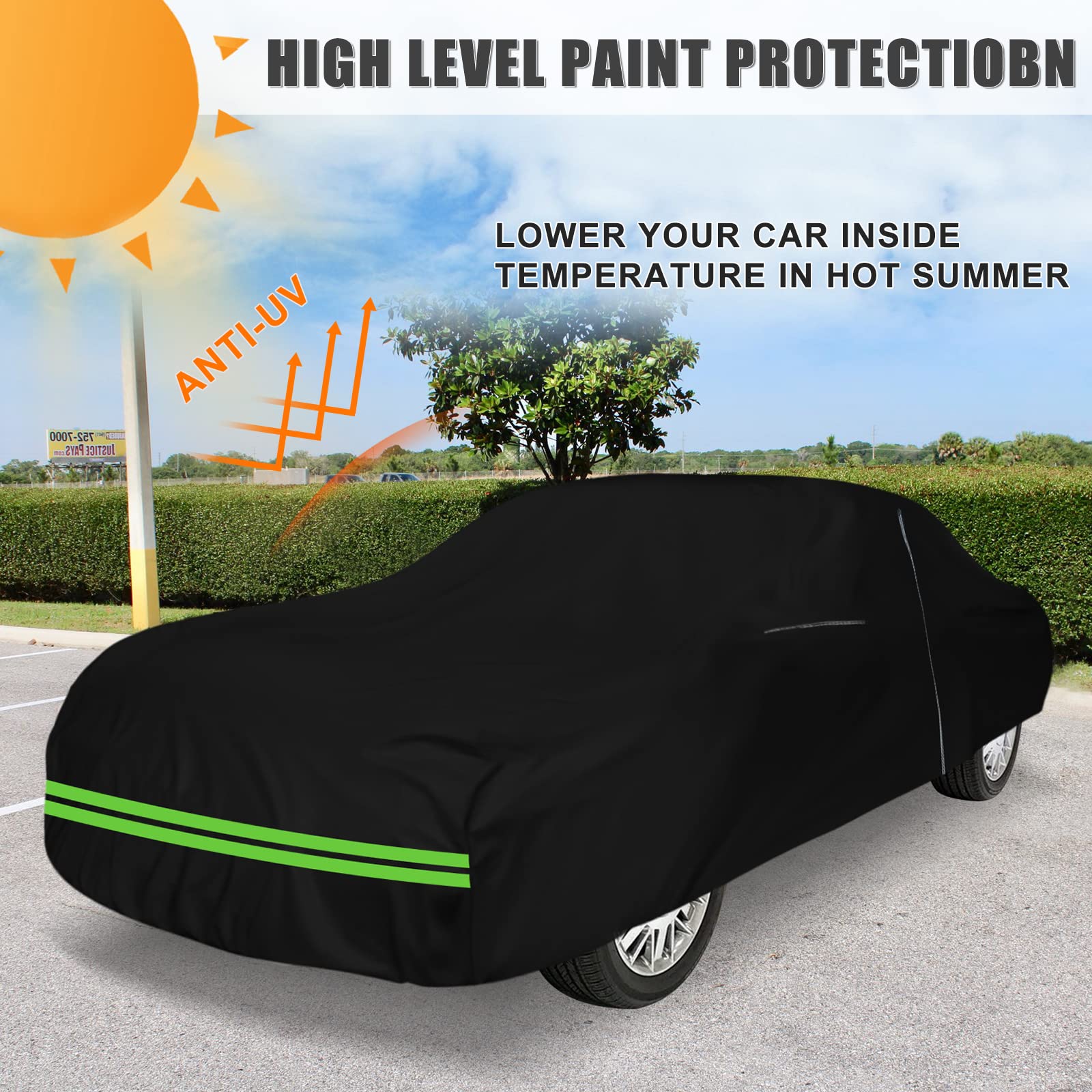 Waterproof Car Cover Replace for Ford Thunderbird 2002-2005, 210T All Weather Classic Car Covers with Zipper Door & Lock for Sno