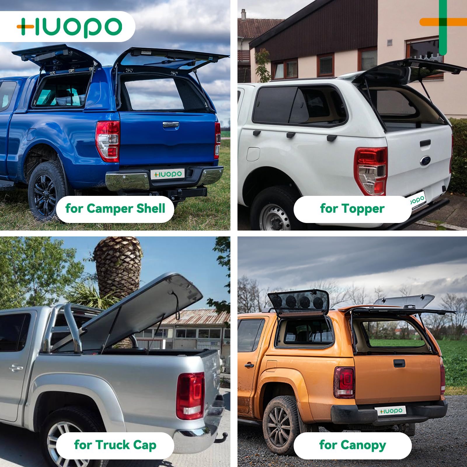 HUOPO Gas Struts Lift Support Set of 2, 13 Inch, 30lb/133N for Leer Camper Shells, Truck Caps, Toolboxes, and Canopies