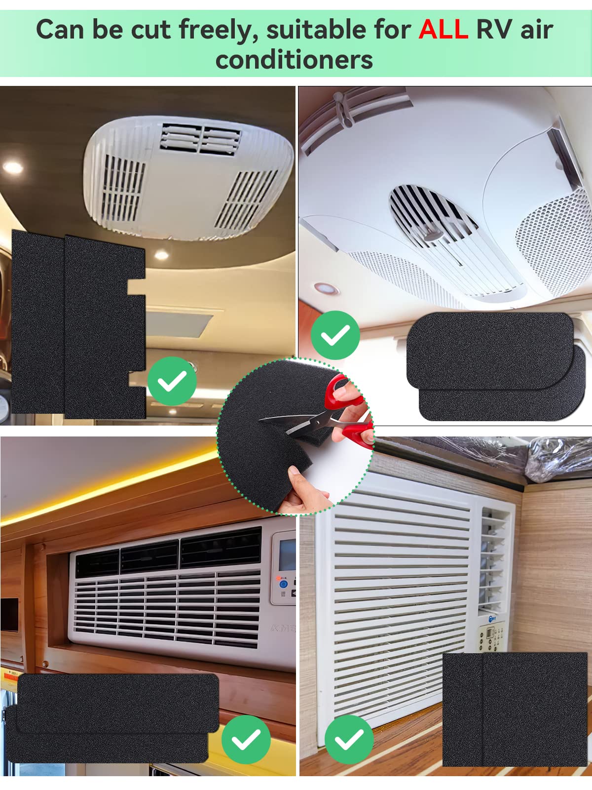 RV Air Conditioner Replacement Filters- 40 x 16 x 0.5 Inches RV Air Filter, Can Cut to Fit for Most Air Conditioner Filters- RV