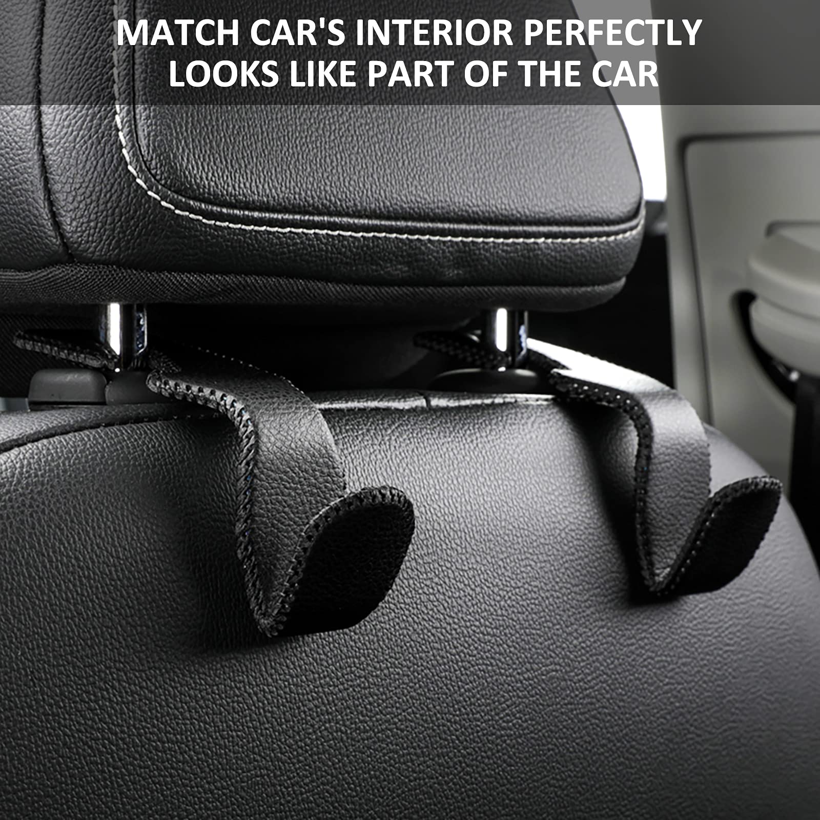 Tisohugo Headrest Hooks For Purses And Bags,Vehicle Back Seat Headrest Hanger Matching Cars Interior Genuine Leather Storage Hol