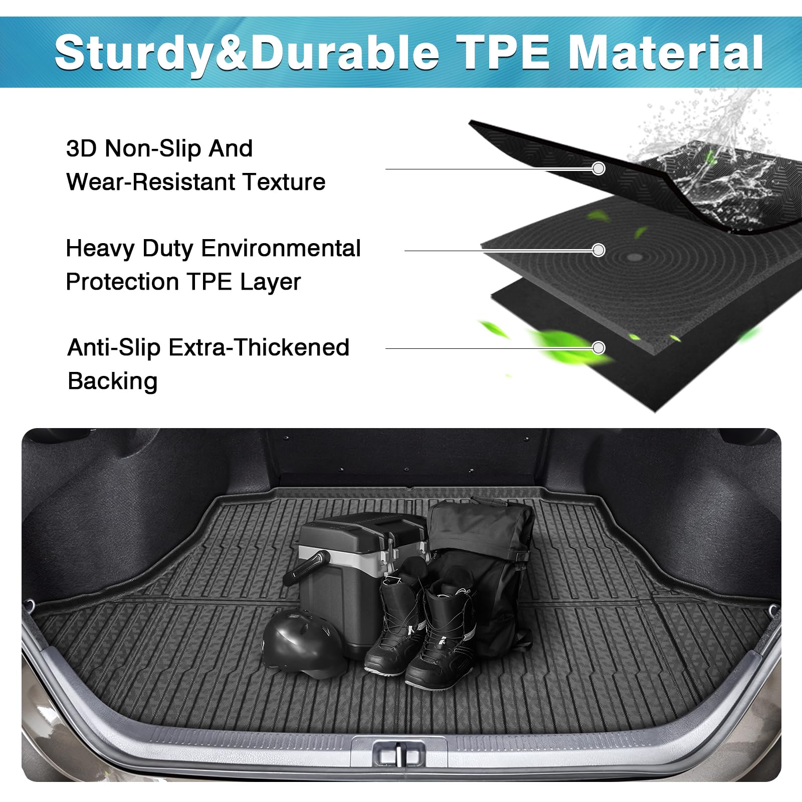 Mixsuper Custom Fit Cargo Liner For 2019-2023 Mazda 3 Hatchback Trunk Liner All Weather Rear Cargo Trunk Mat (Does Not Fit Sedan