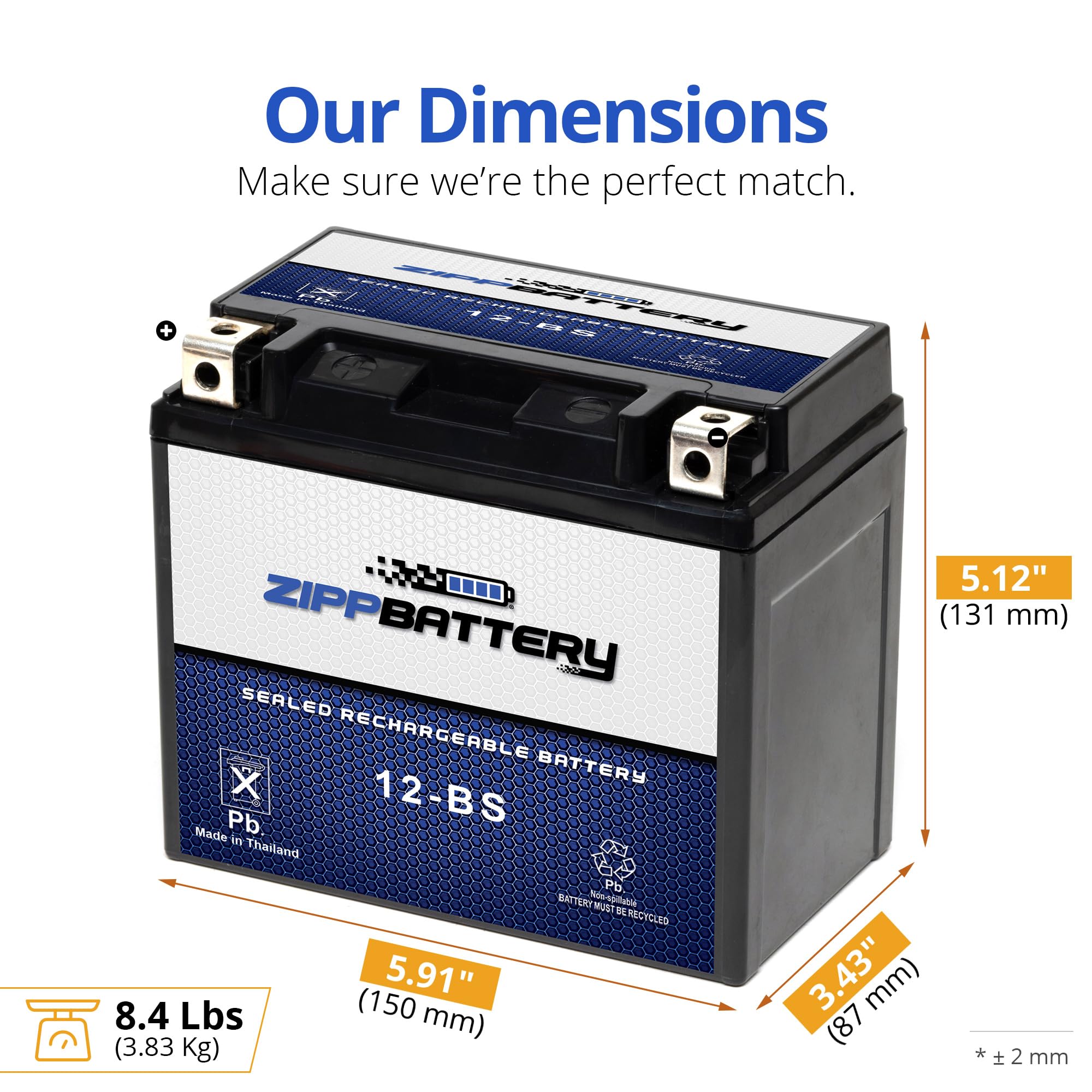 ZIPPBATTERY YTX12-BS 12V AGM Motorcycle Battery – 10Ah, Maintenance-Free, Fits ATV, Jet Ski, Honda CBR600, Yamaha V-Star 1100