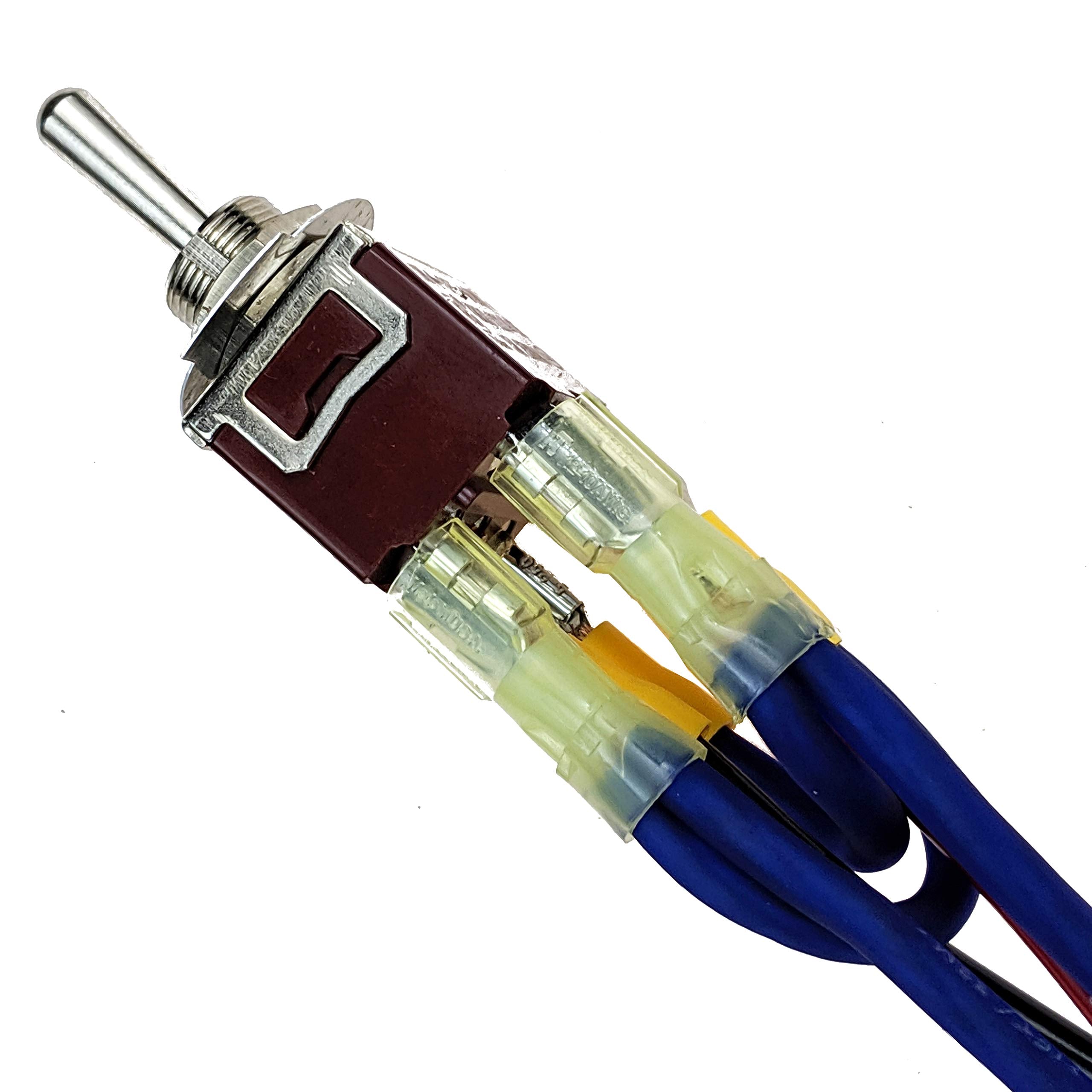 INDUSTEC Wired DPDT Toggle Switch, 20A 12V Momentary Reverse Polarity, Metal & Plastic, 1.25" x 0.875" x 10",