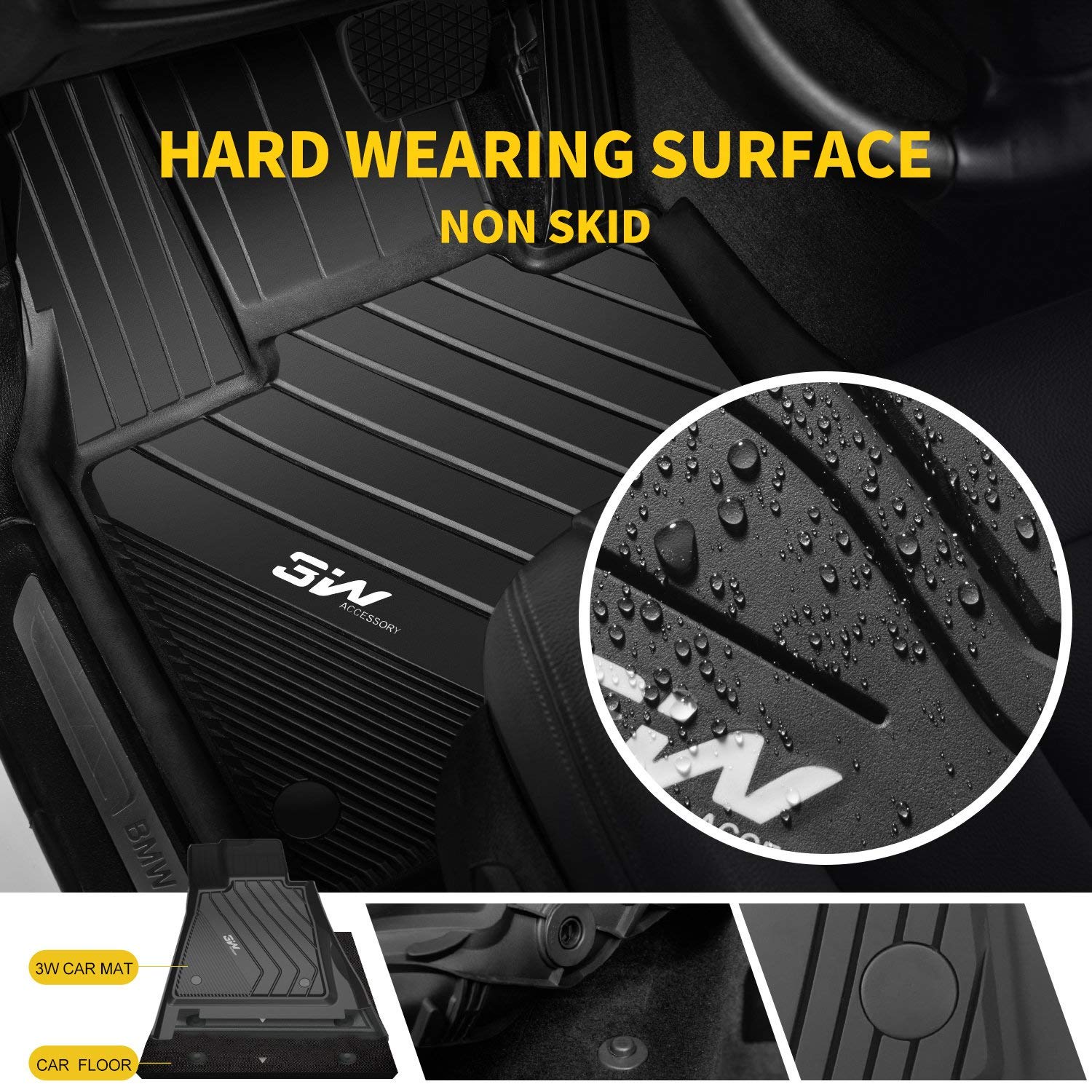 3W Bmw X2 Floor Mats Fit For 2018-2023 & Bmw X1 Floor Liner Fit For 2016-2022 Custom Fit All Weather Tpe Floor Liner For X2 28I