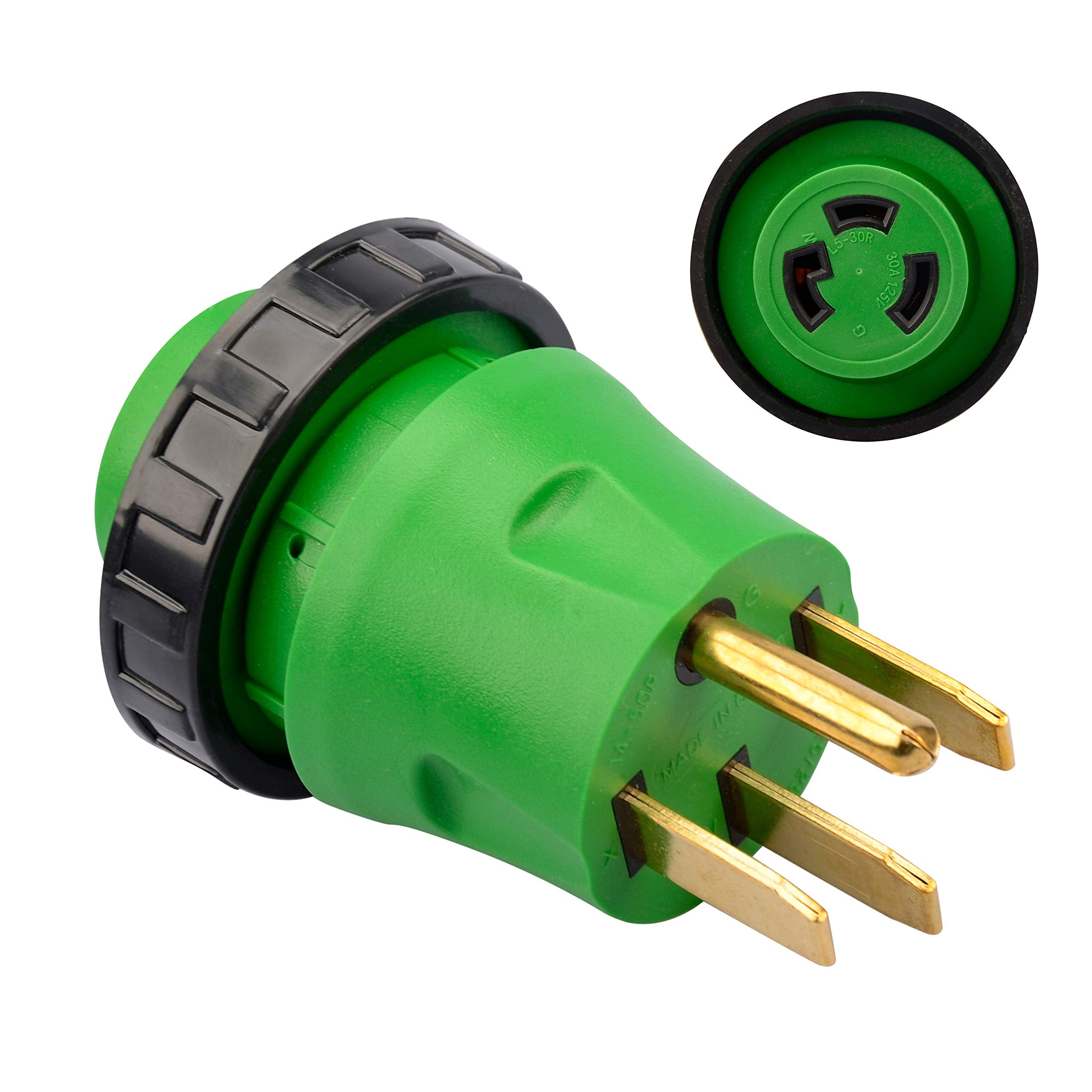 Rvguard 50 Amp To 30 Amp Rv Adapter Plug With Locking Connector, 14-50P To L5-30R