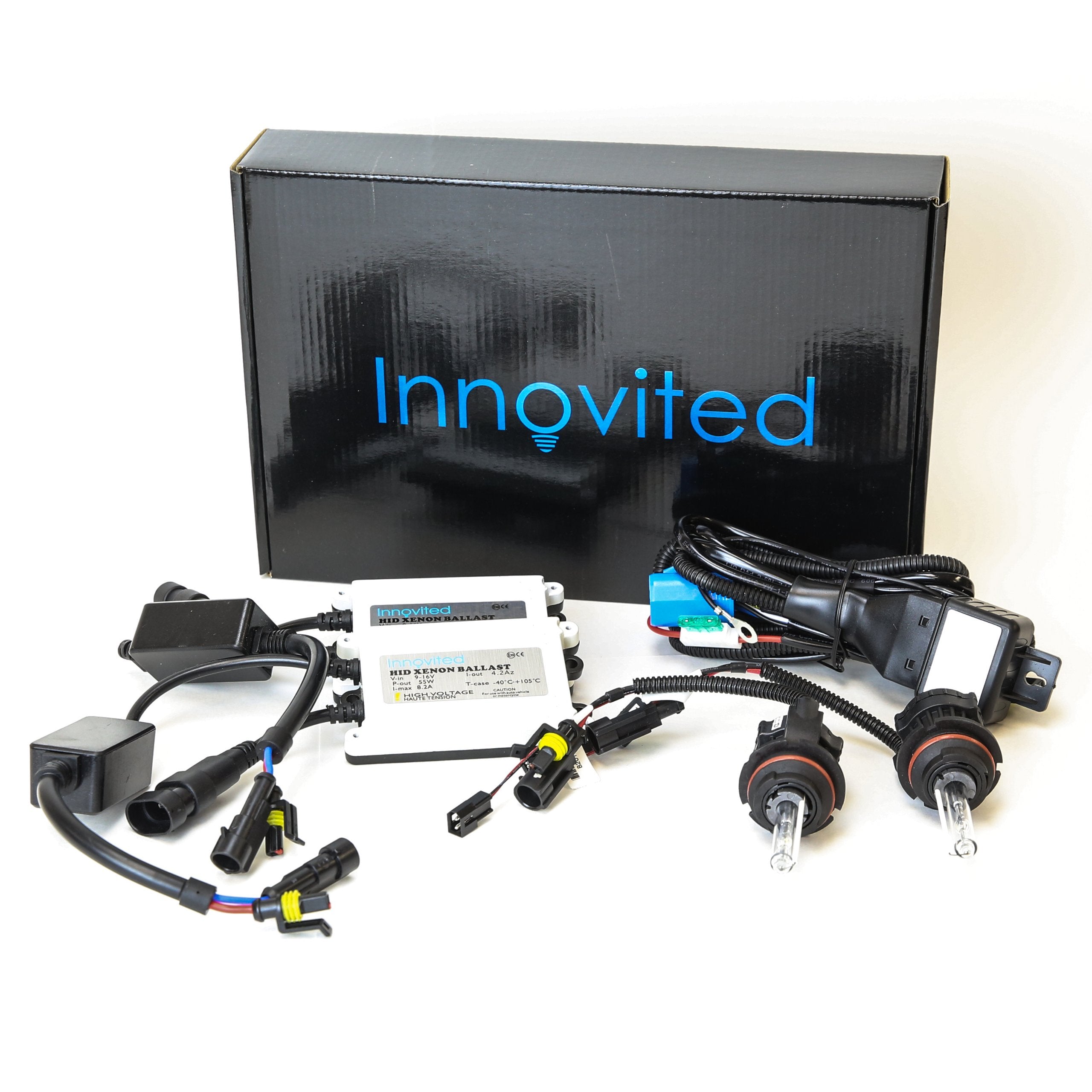 Innovited 9004 9007 12000K Hi/Lo Bi Xenon Hid Xenon Bulb Bundle With 55W Inoac Slim Ballast (Dark Blue)