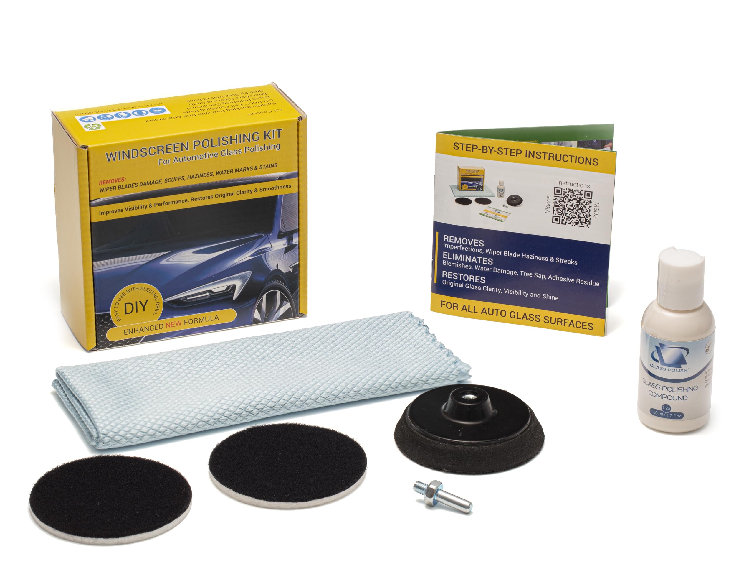 Glass Polish 21005 Diy Windscreen Polishing Kit For Automotive Glass Polishing -  3 Inch With Drill Attachment