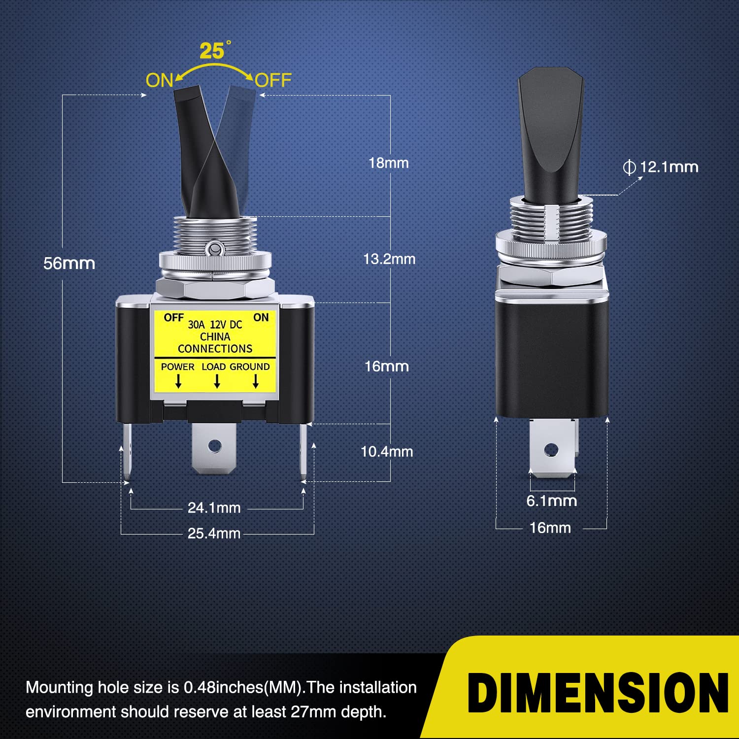 Nilight 5Pcs Led Toggle Switch On Off 12V 30A Blue Led Lighted Metal Switch Heavy Duty Spst 3 Pin Rocker Switch 12Mm Mounting Ho