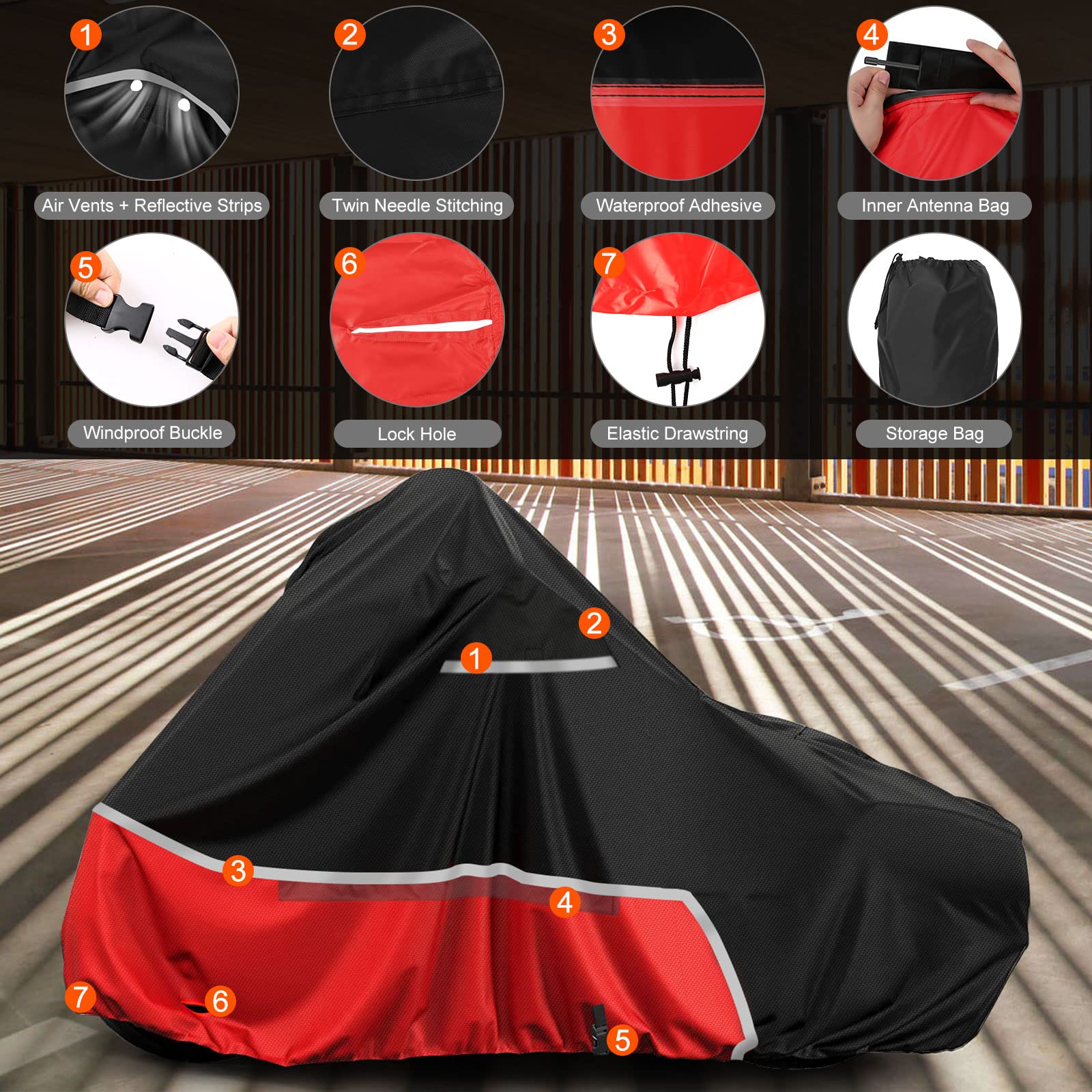 Waterproof Motorcycle Cover Replace For Harley Davidson Sport Models, 420D Oxford Cloth Nightster, Sportster Motorcycle Cover Wi