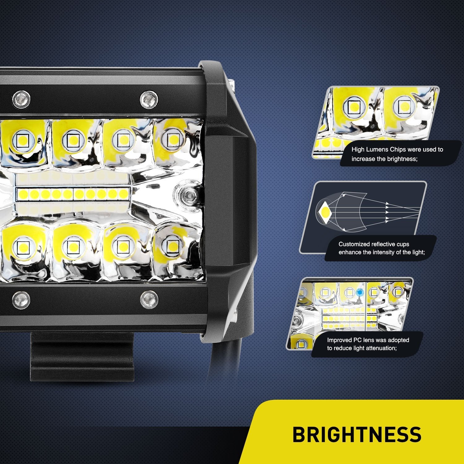 Nilight Led Light Pods 2Pc 4Inch 60W Flood Spot Combo Triple Row Driving Lamp Roof Bumper Off Road Led Work Lights Pods For Van
