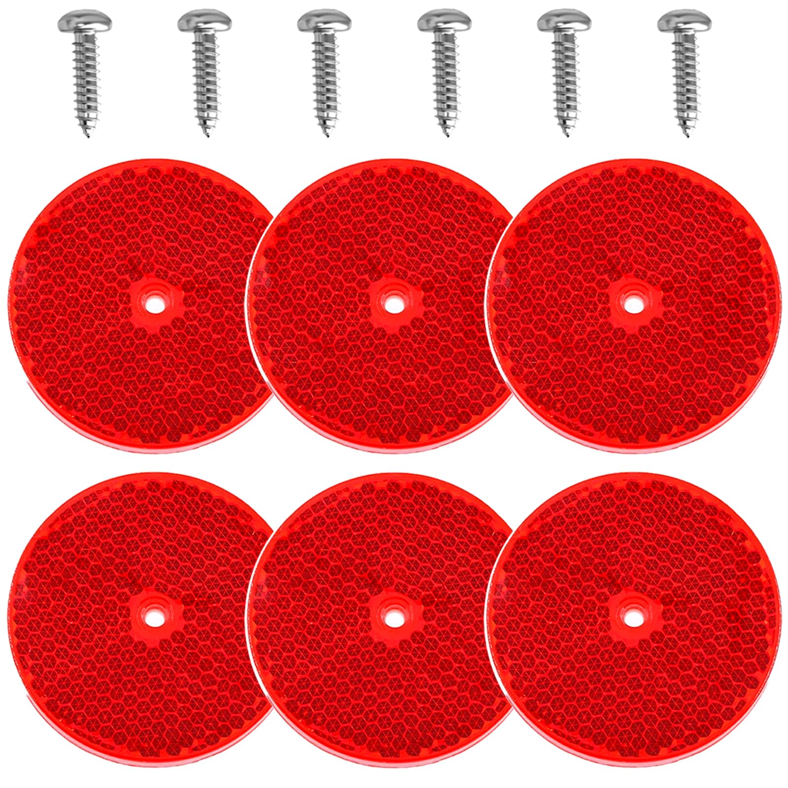 Smseace 12Pcs Safety Reflectors Red Round Reflectors 3Inch With Stainless Steel Screw Used For Mailboxes,Driveway,Tunnels,Post,C