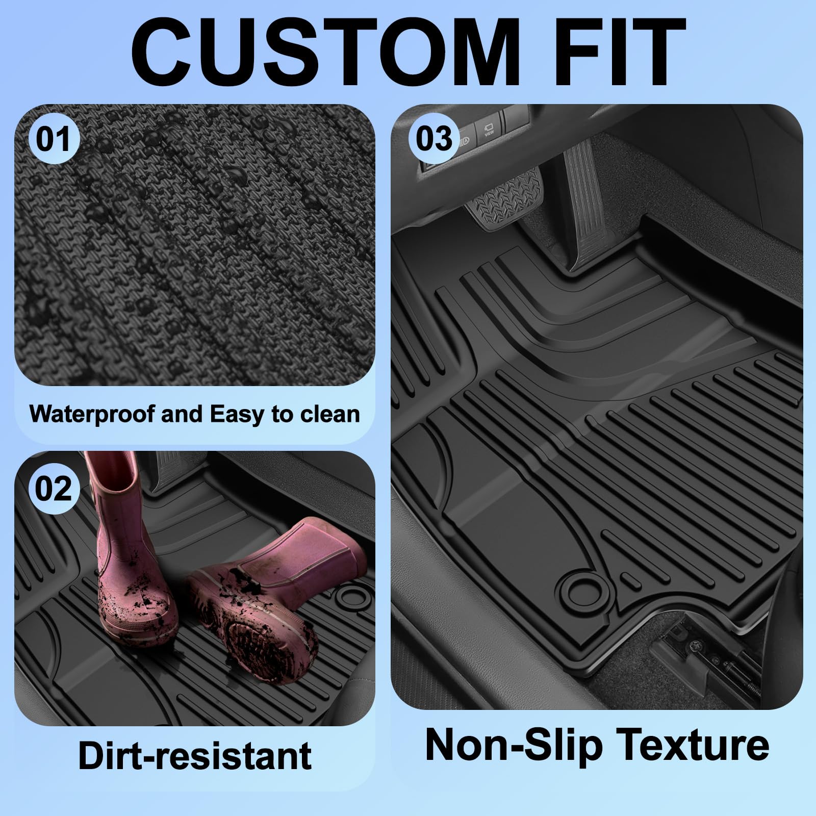 Rav4 Floor Mats Aomsazto Floor Liners Fit For Toyota Rav4 2019-2025 (Not Fit Hybrid): All Weather Automotive Floor Mats - 1St &