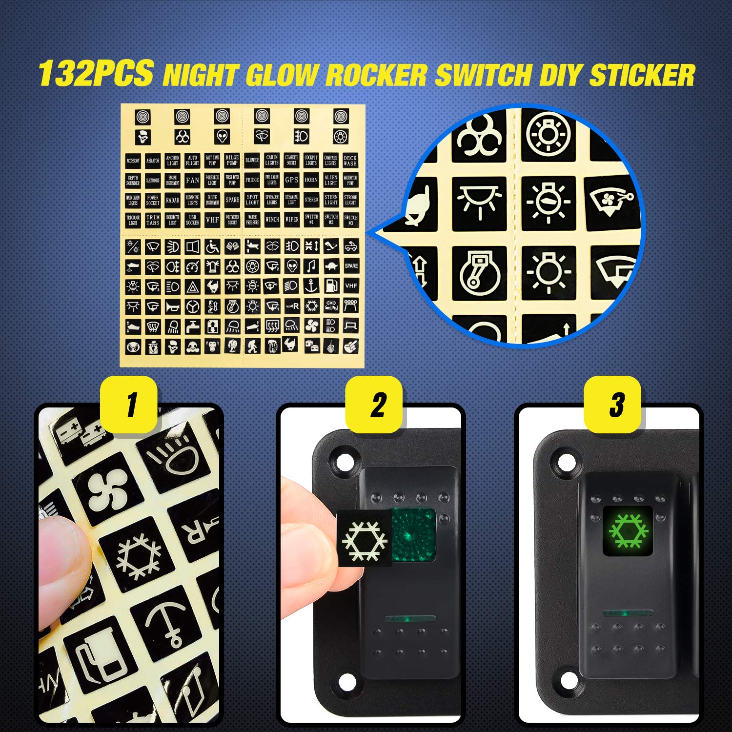 Nilight 6 Gang Rocker Switch Panel 5Pin On Off Toggle Switch Aluminum Holder 12V 24V Dash Pre-Wired Green Backlit Switches For A