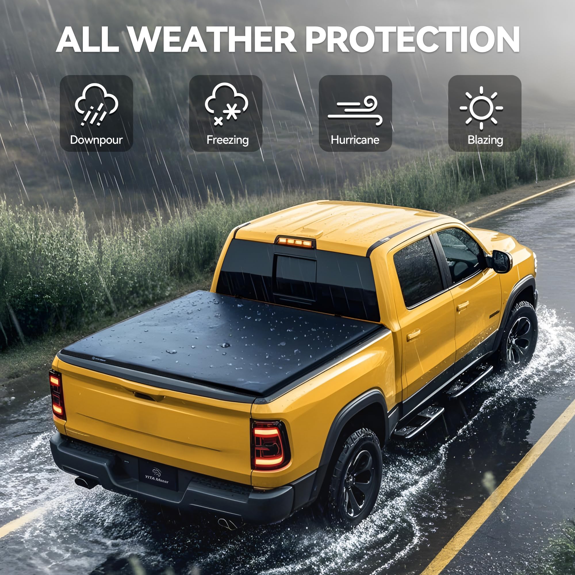 YITAMOTOR Soft Tri-fold Tonneau Cover for 2019-2026 Chevy Silverado/GMC Sierra 1500, 6.6 ft Bed, Black, Model YATCYA