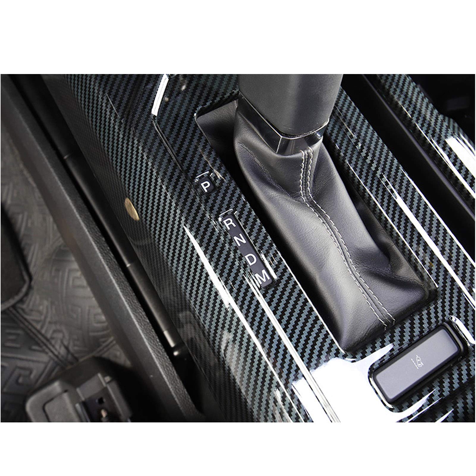 Keptrim ABS Carbon Fiber Center Console Gear Shift Cup Holder Trim for 2015-2020 Ford F150, 2pcs