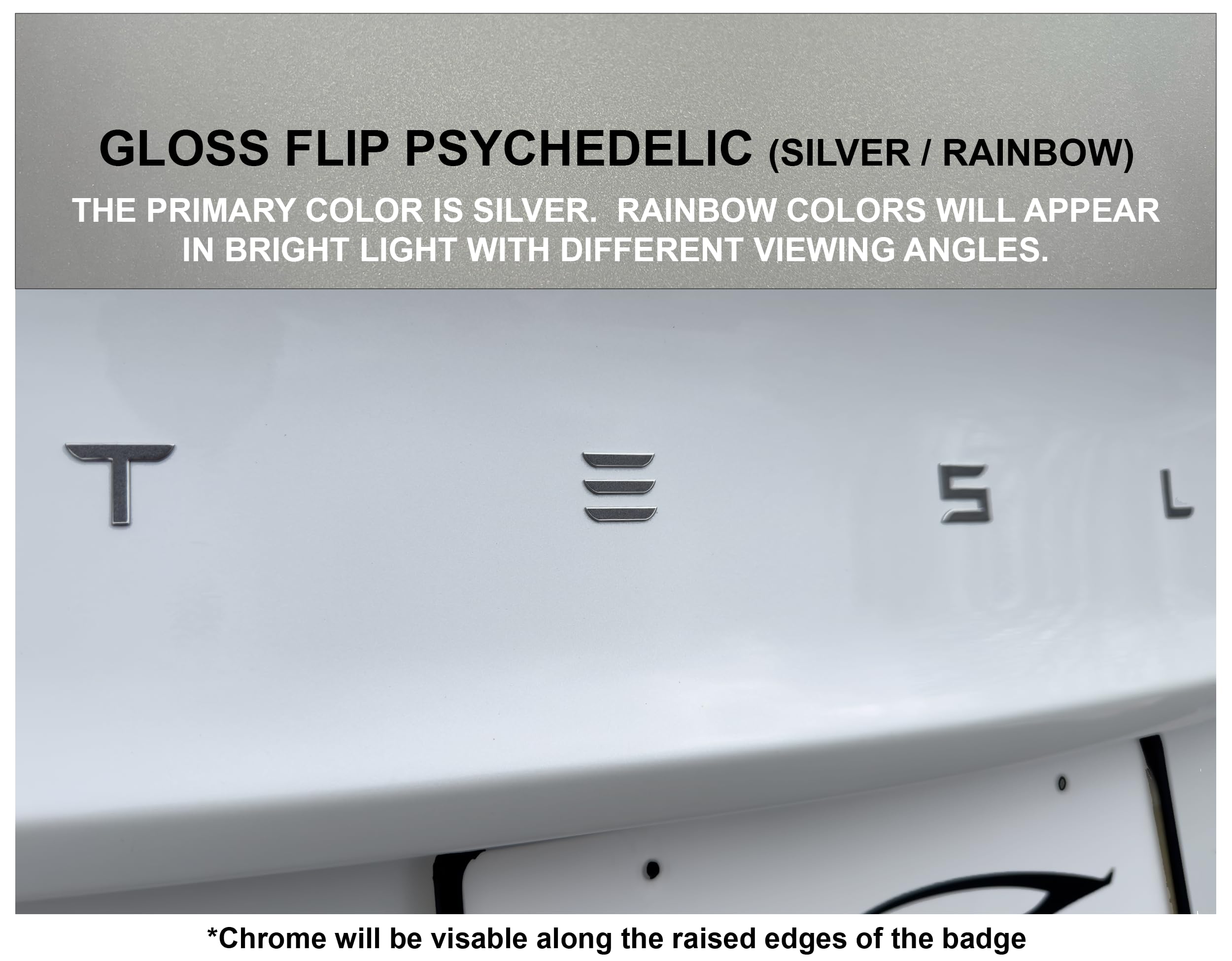 Custom Cut Graphics Vinyl Logo Wrap for Tesla Model 3 (2024+) - Gloss Flip Psychedelic, Standard Wrap, 2 pc-Set