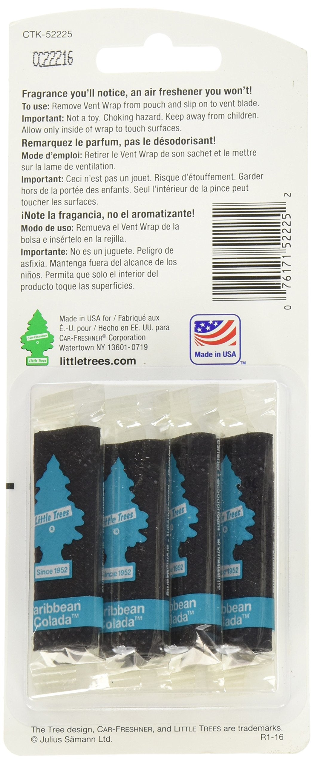 Little Trees Vent Wrap | Car Air Freshener | Caribbean Colada | Pack Of 4