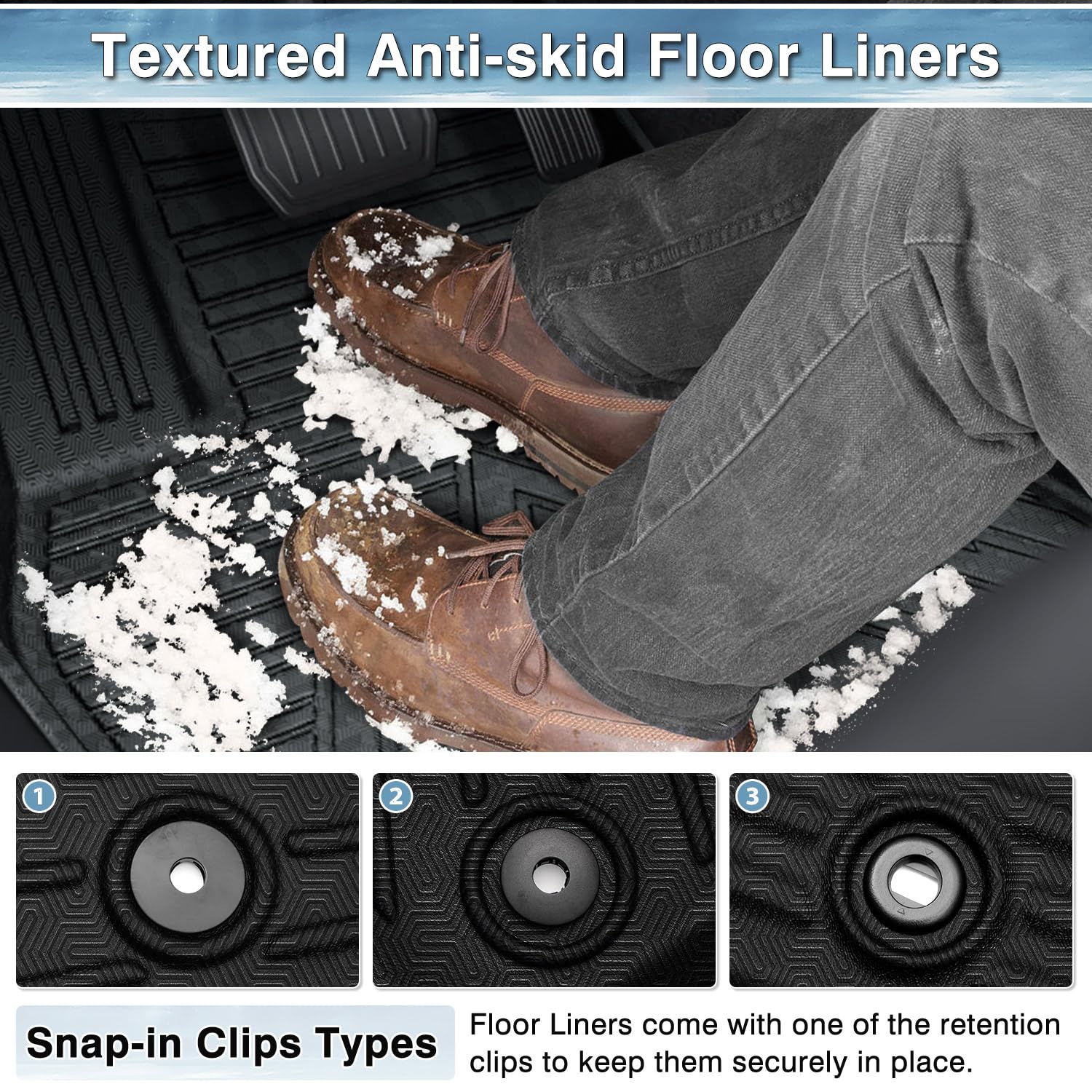 Mixsuper Floor Mats Compatible With 2022-2025 Hyundai Santa Cruz, All Weather Floor Liner Durable 1St & 2Nd Row Set Black
