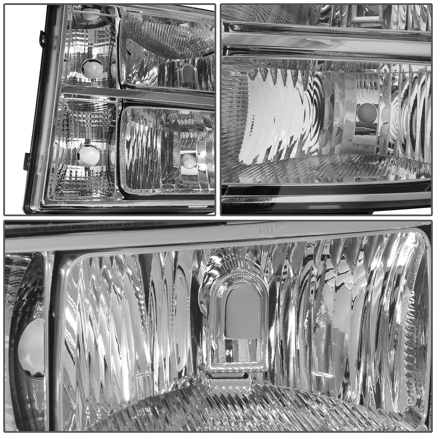 Dna Motoring Pair Headlight Assembly Compatible With 07-13 Gmc Sierra 1500/07-14 Sierra 2500 Hd 3500 Hd, Chrome/Amber, Hl-Oh-Gmc