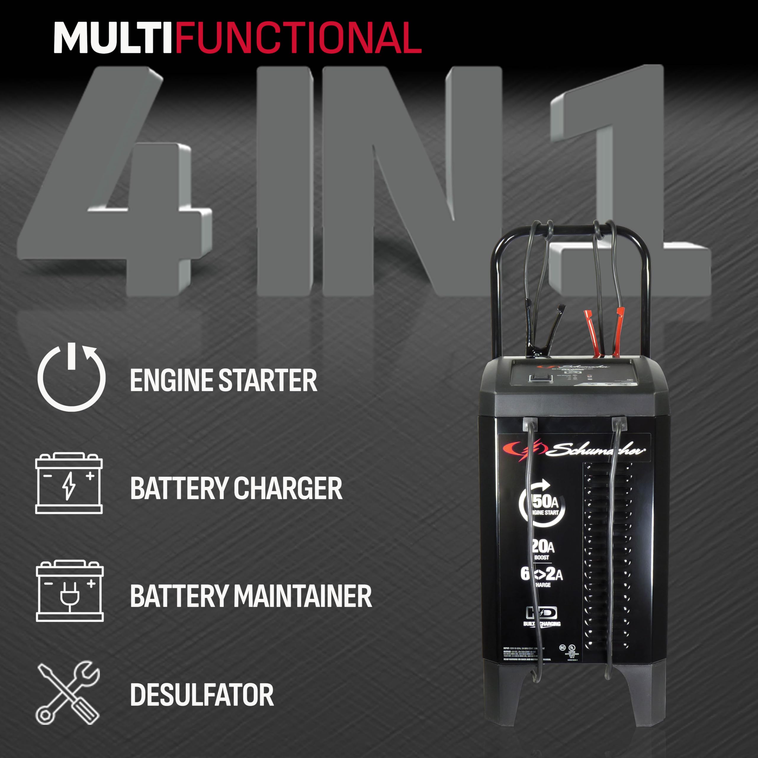 Schumacher Electric 150A 12V Wheeled Battery Charger/Engine Starter For Cars, Trucks & Rvs - Automatic Car Battery Charger/Maint
