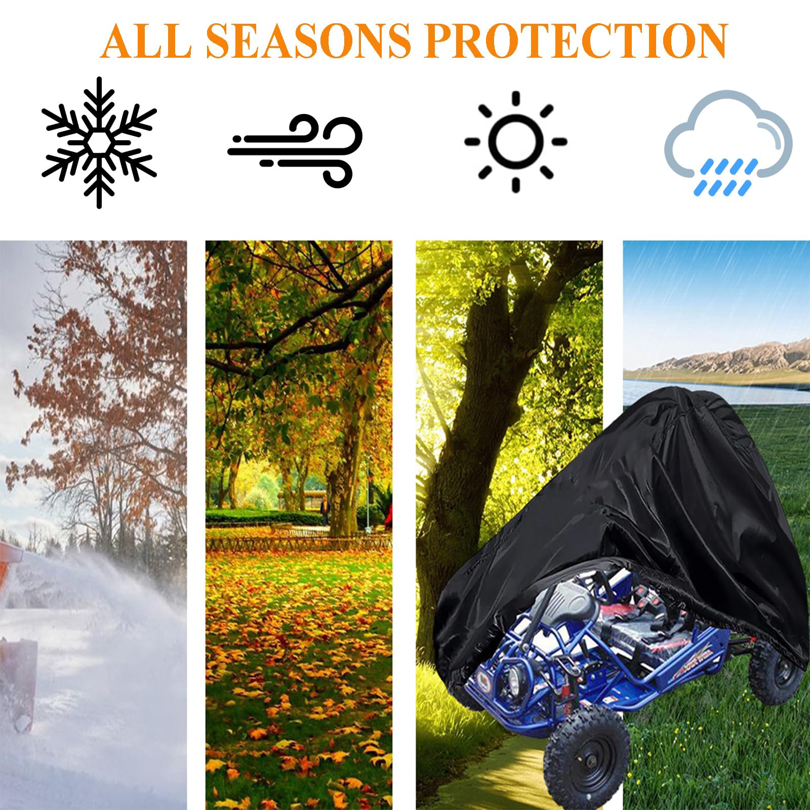 Chikia Go Kart Cover 420D Waterproof Heavy Duty Black 67"x45"x47" for Coleman KT196 TrailMaster Baja
