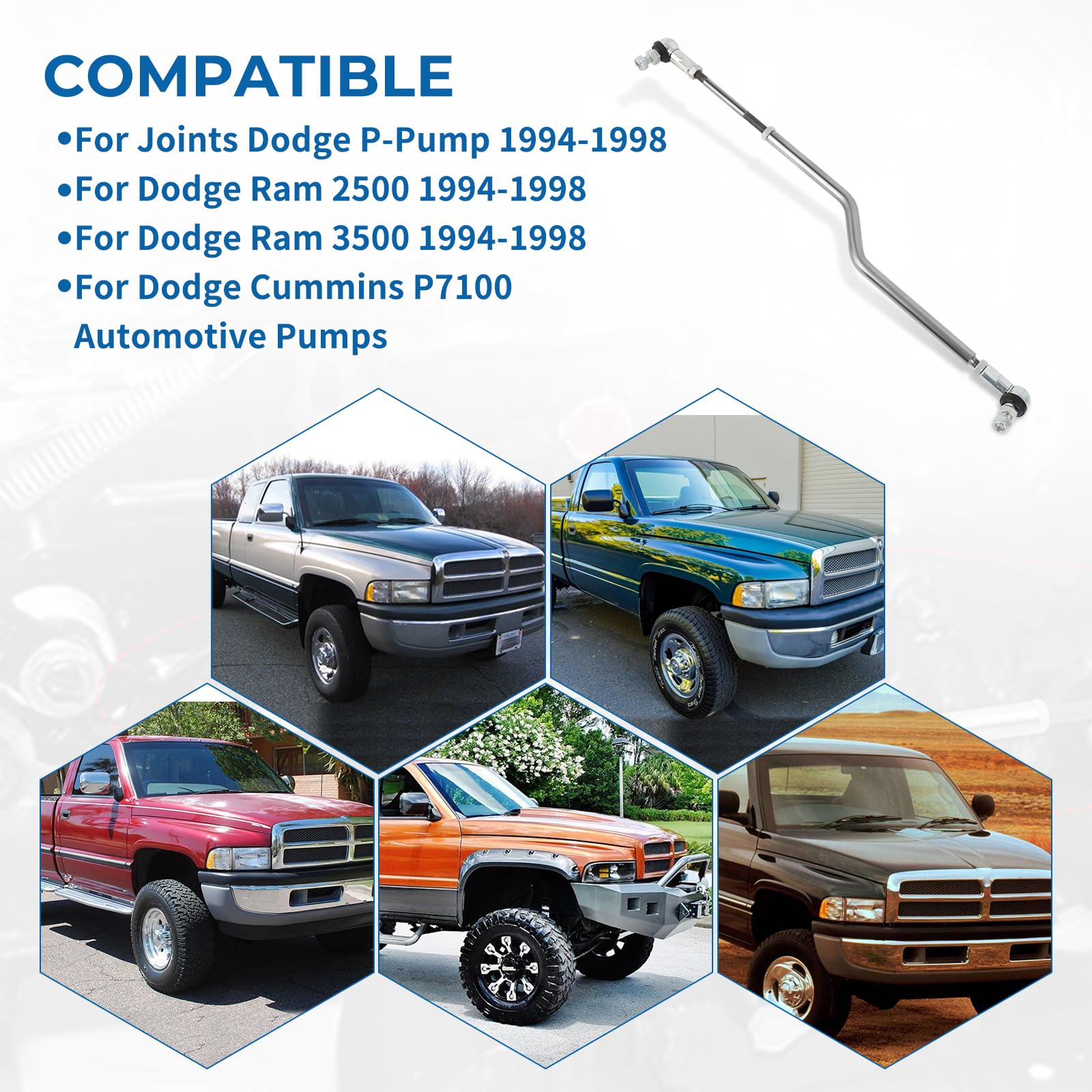 MOTOQUEEN Throttle Linkage Kit for Dodge P-Pump 1994-1998, Ram 2500/3500, Compatible with Cummins P7100, Durable Adjustment Rod