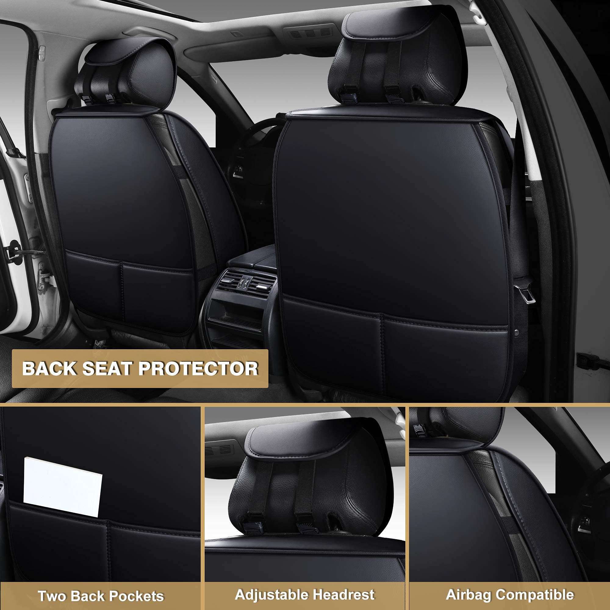Aoog Leather Car Seat Covers, Leatherette Automotive Vehicle Cushion Cover For Cars Suv Pick-Up, Universal Vehicle Cushion Cover