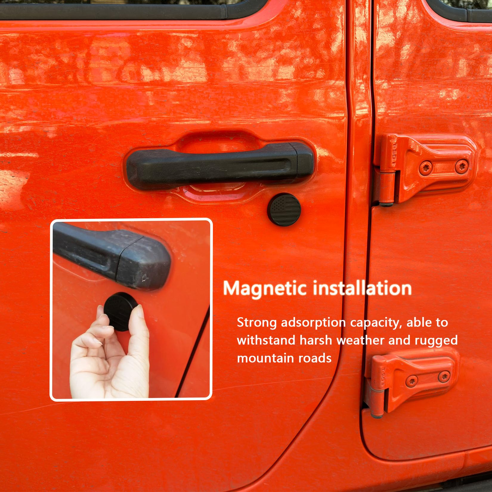 Timilge Magnetic Keyhole Covers for 2018-2023 Wrangler JL JT Door Lock Protection Covers Door Security Accessories (Black Nation