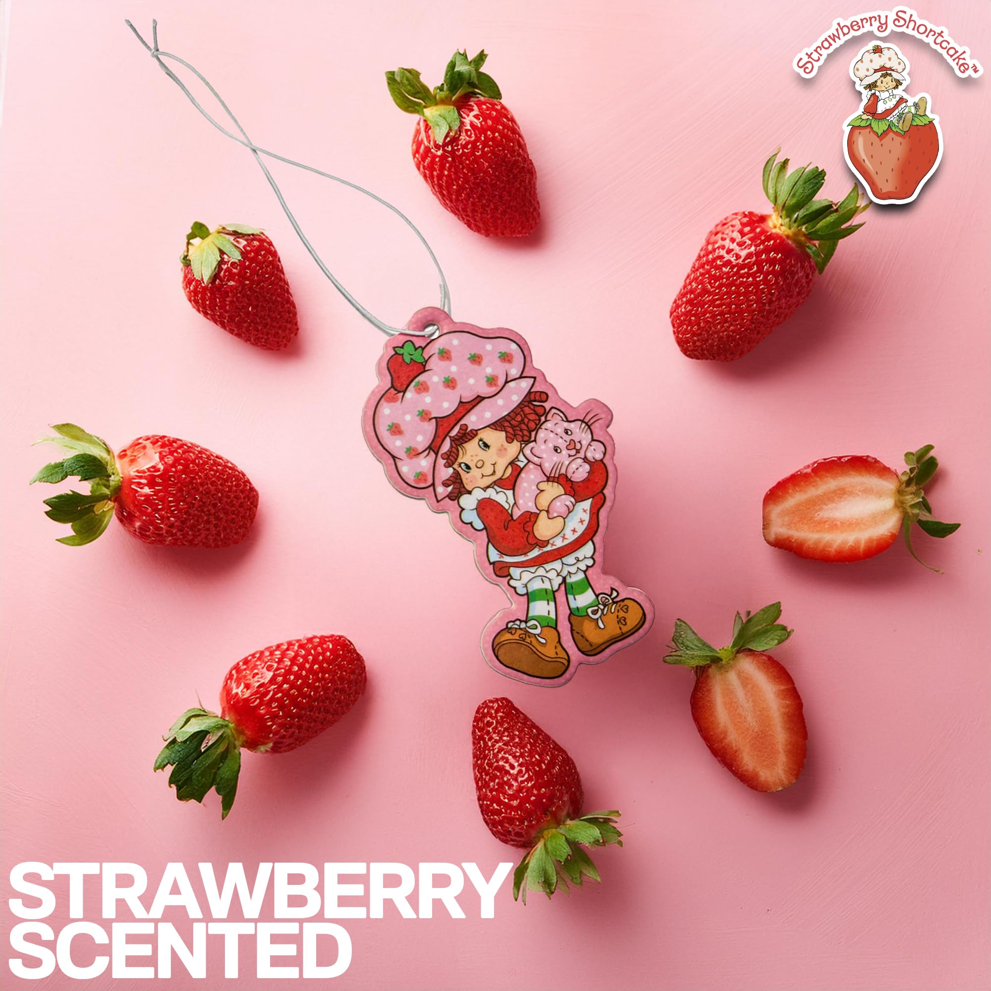 Surreal Entertainment Strawberry Shortcake Air Freshener Set | 3 Count | Pink and Red | Officially Licensed