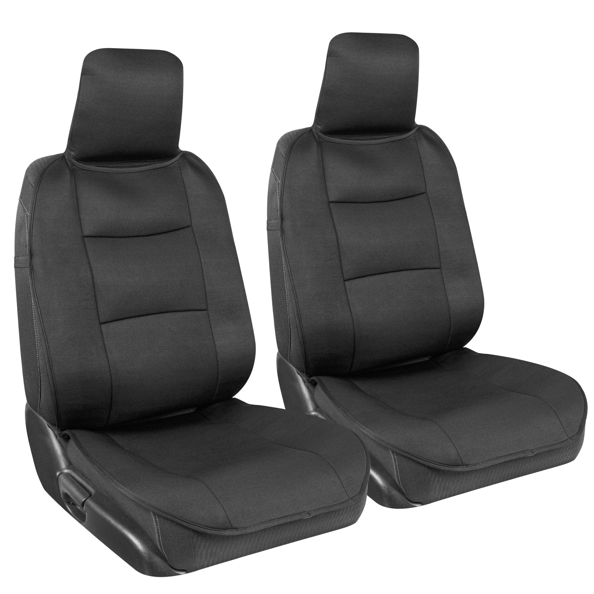 BDK EasyFit Car Seat Covers for Front Seats, Black - Front Seat Cover Set with Integrated Headrest Cover, Quick Slip-On Installa