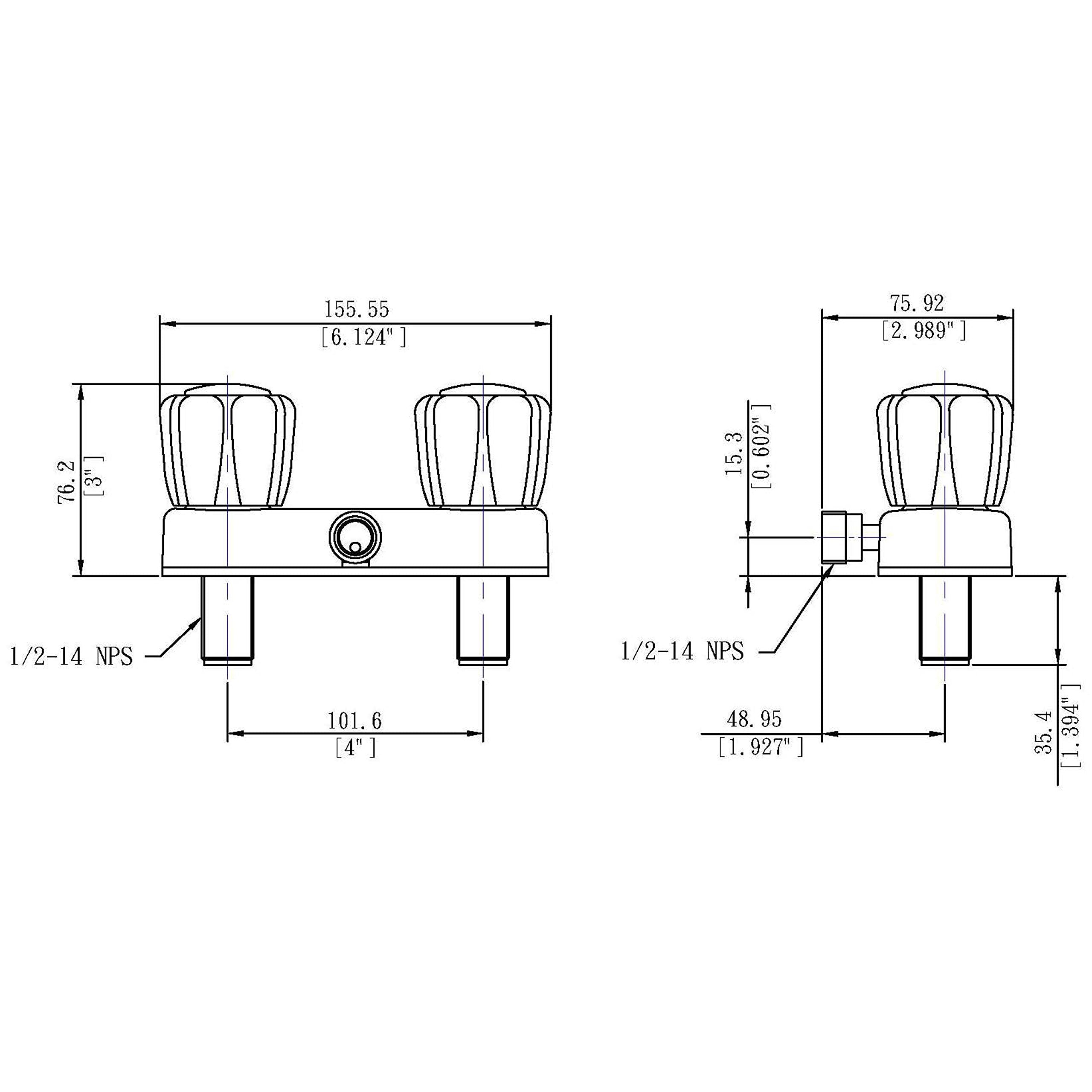 Laguna Brass 3220Acp Rv/Motorhome Two Handle Non-Metallic Shower Diverter Valve, Chrome Finish