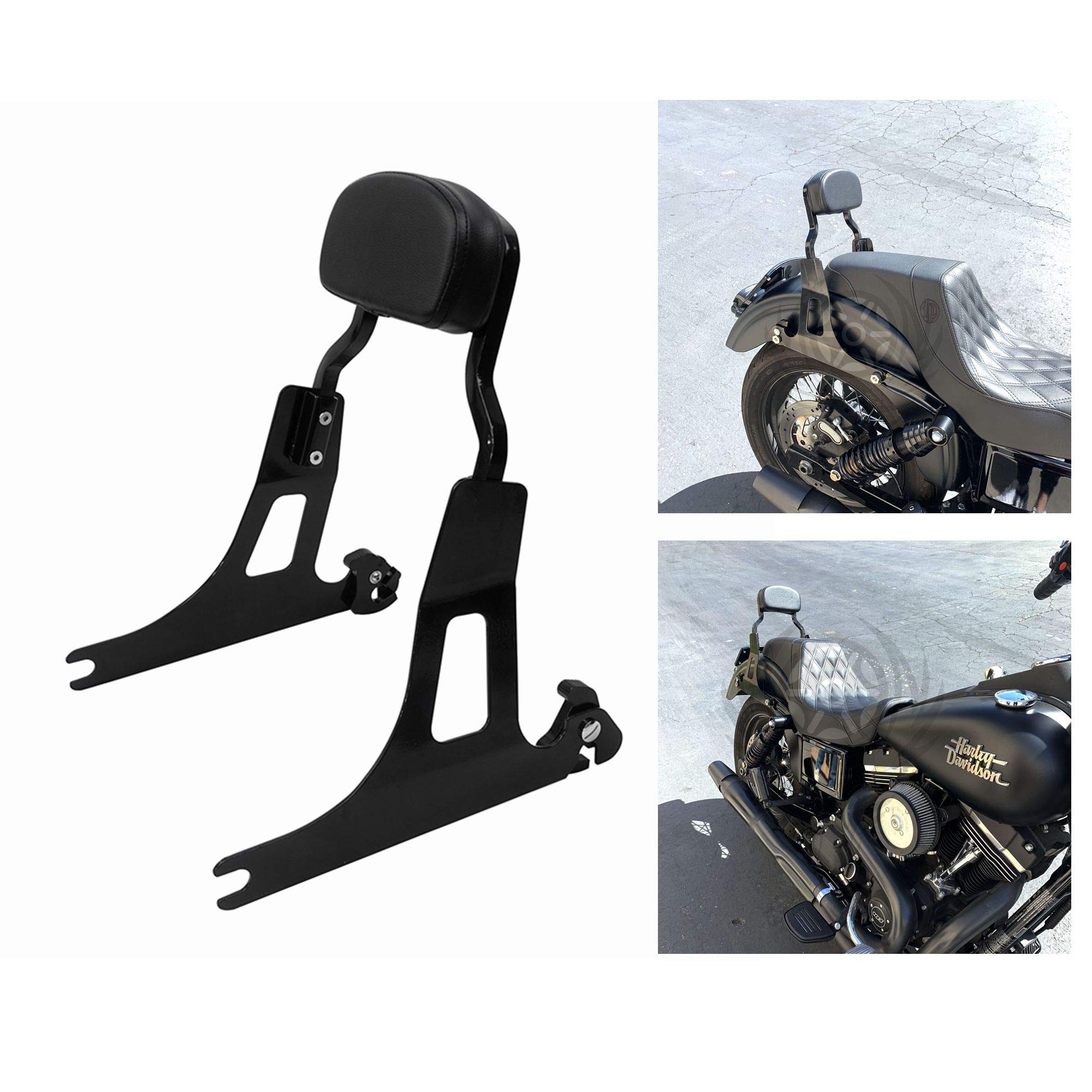 Detachable Backrest Sissy Bar For Harley 06-17 Dyna Street Bob Fxd Fxdb Fxdl Fxdls, Chopped Style, Gloss Black Finished