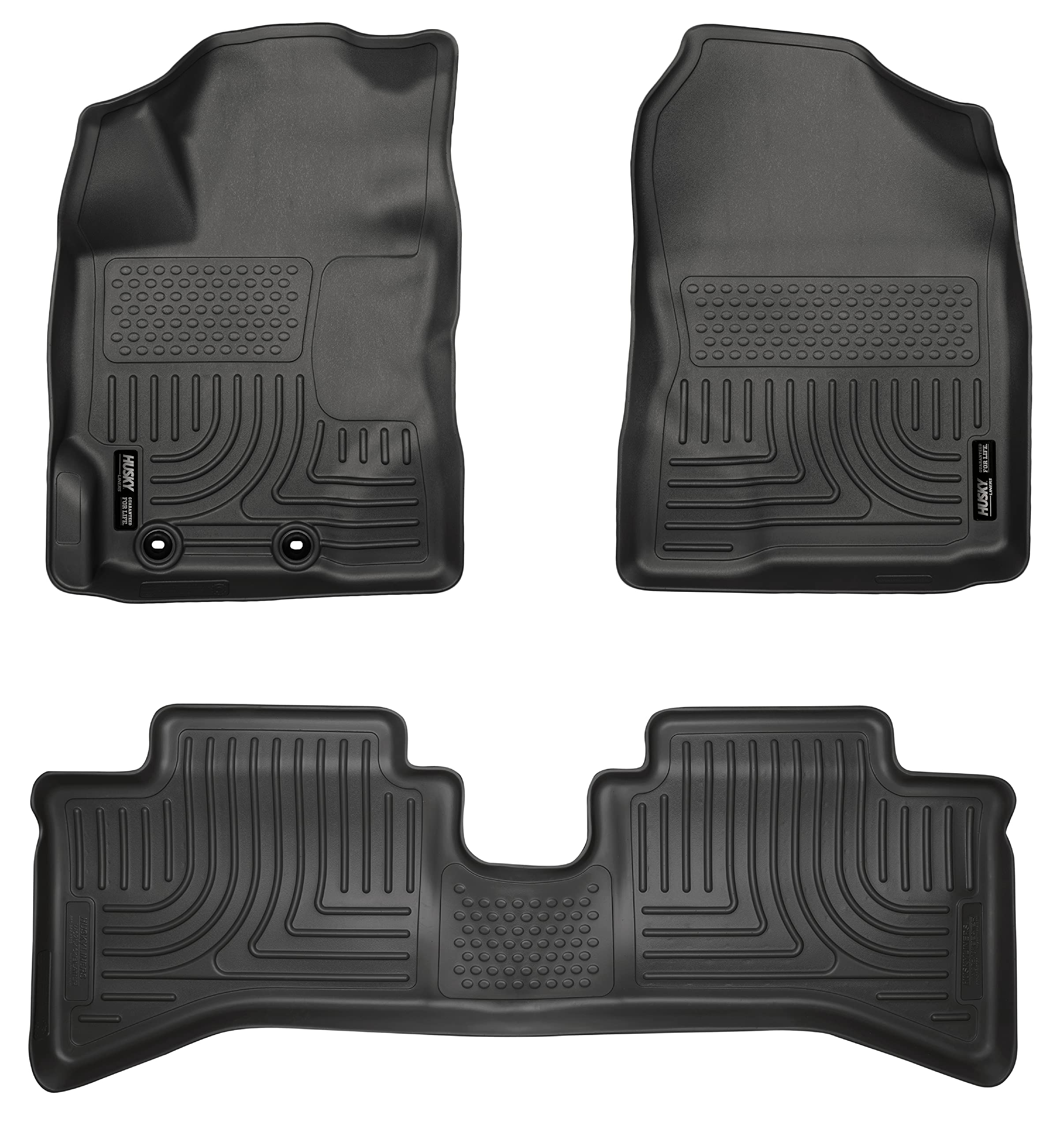 Husky Liners Weatherbeater Floor Mats | Fits 2012-2016 Toyota Prius C | Front & 2Nd Row, 3-Pc Black - 99501