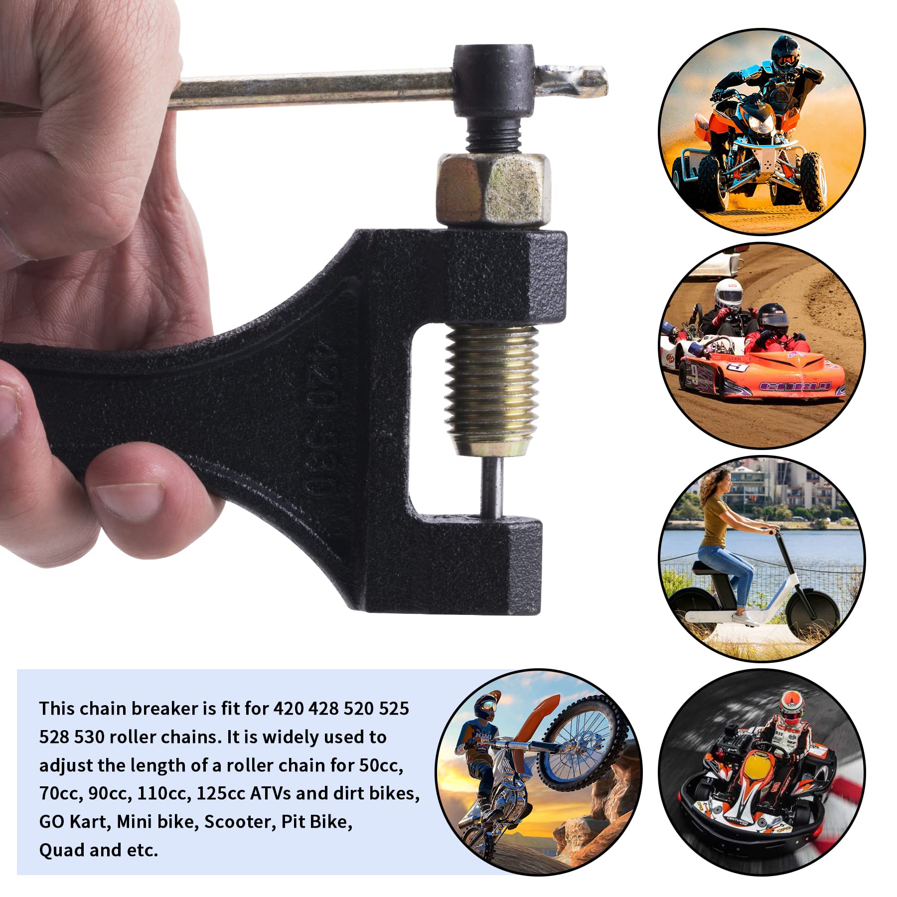 CNCMOTOK Chain Breaker Tool for Motorcycle ATV Quad Go Kart Dirt Pit Bike Scooter Bicycle Tractor Chain Break # 420, 428, 520, 5