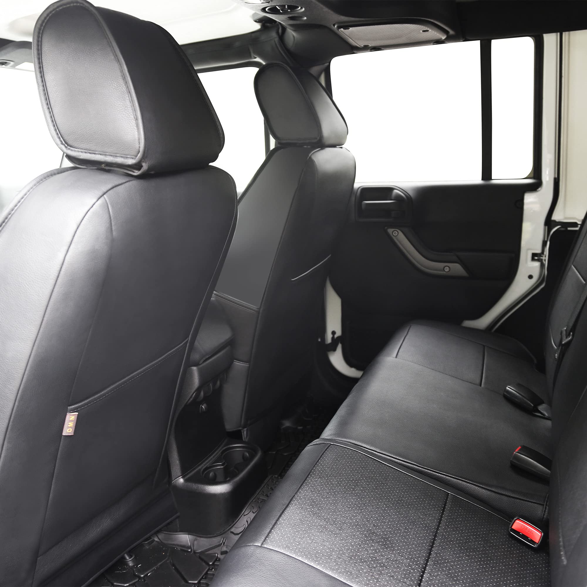 Oasis Auto 2007-2017 Wrangler Jk Custom Leather Seat Covers (2011-2012 Wrangler 2-Door, Black)