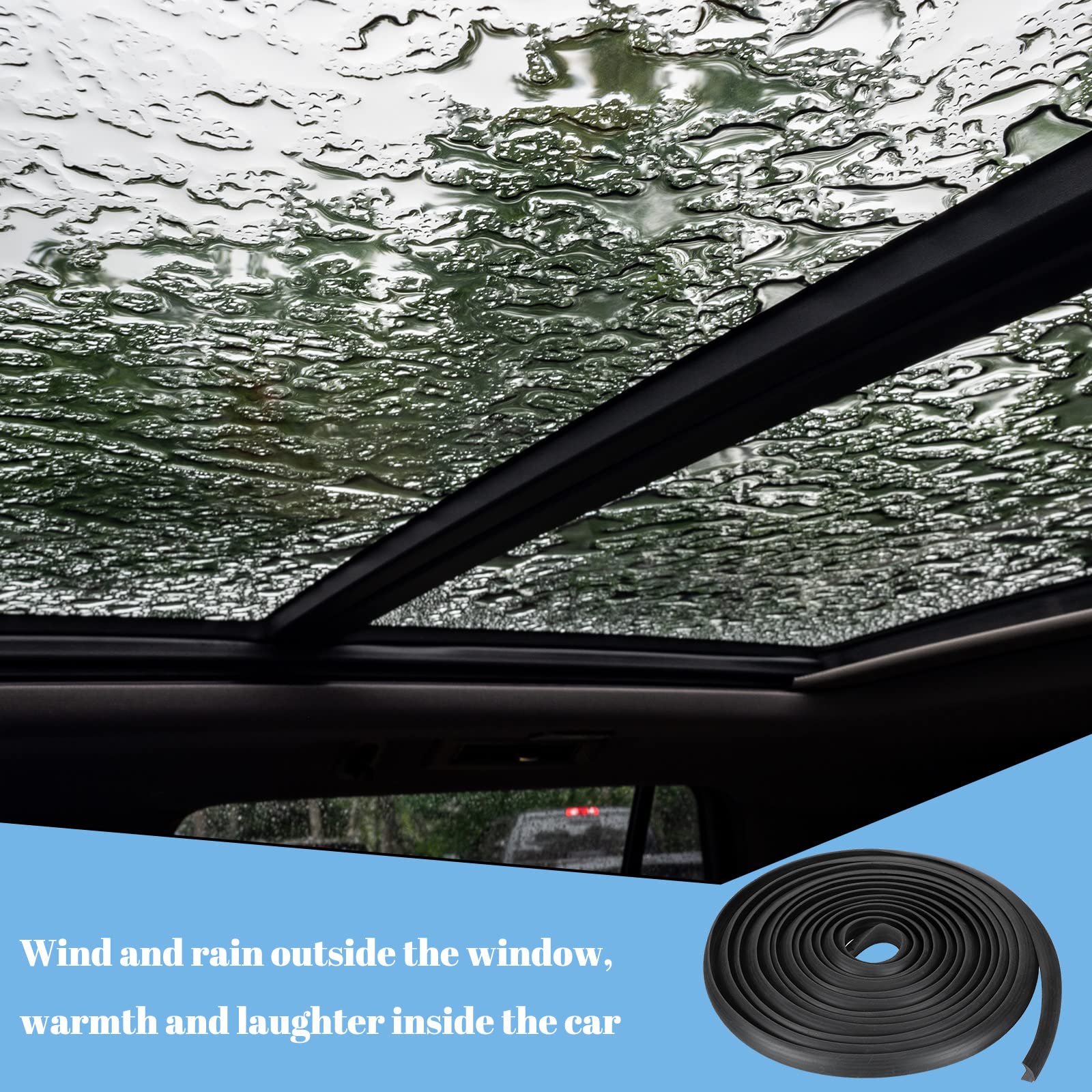 Kingdder RV Window Seal Kit, 1/2'' x 1/4'' Rubber Weather Stripping, 15 Ft, Black, Model Kingdder-Window Weatherproof Rubber-34