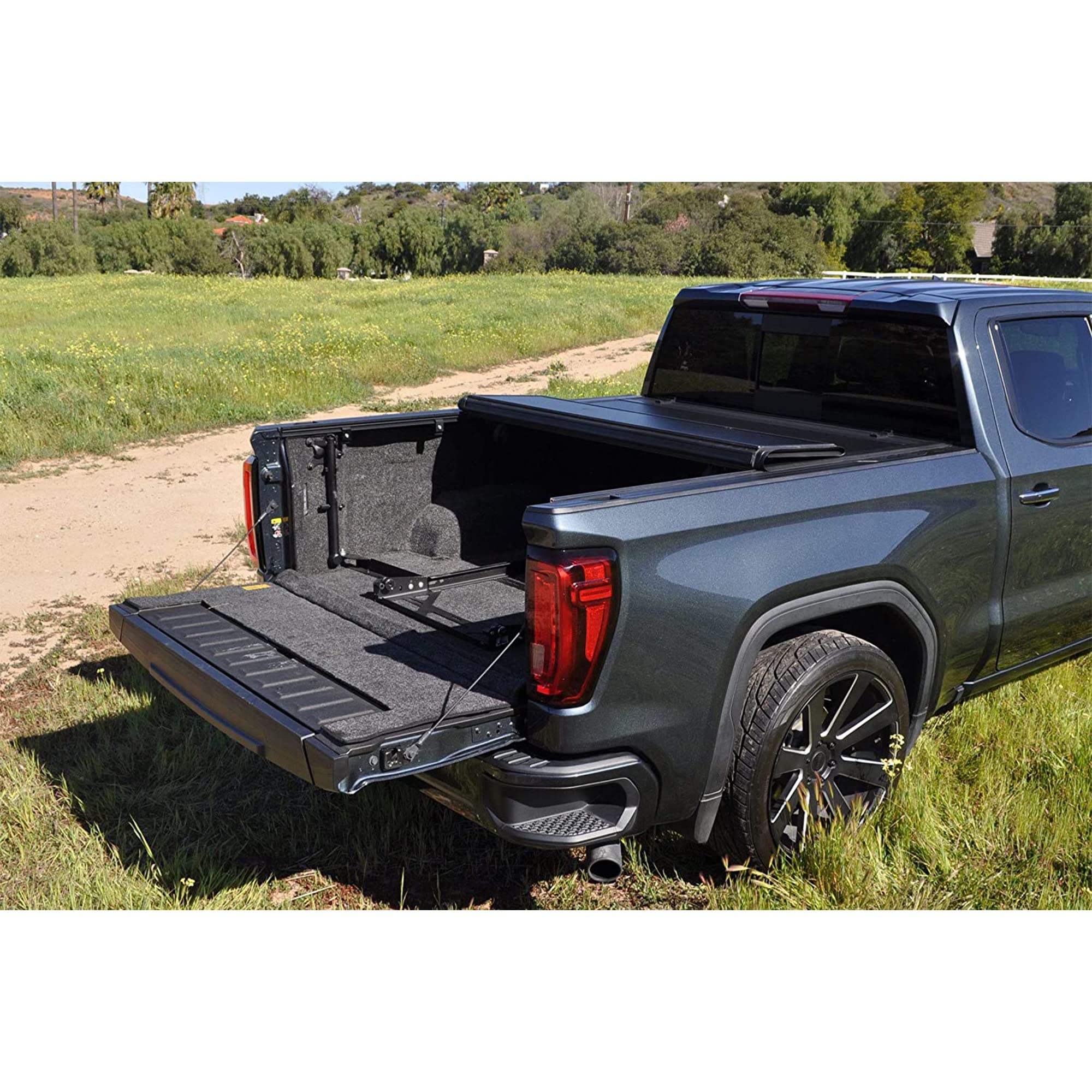 Leer Hf650M Quad-Folding Truck Bed Tonneau Cover, Fits Chevy Silverado And Gmc Sierra, Years 2019-2024, 5'8 Truck Bed, Black