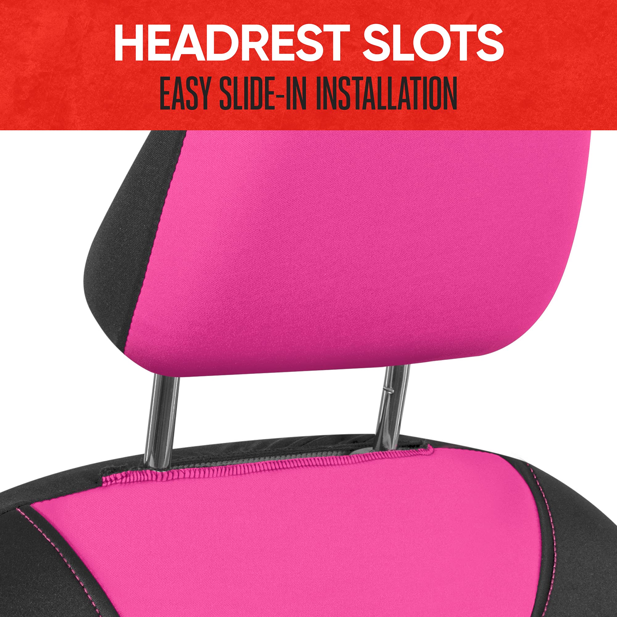 Motor Trend Aquashield Car Seat Covers For Front Seats, Pink - Two-Tone Waterproof Seat Covers For Cars, Neoprene Front Seat Cov